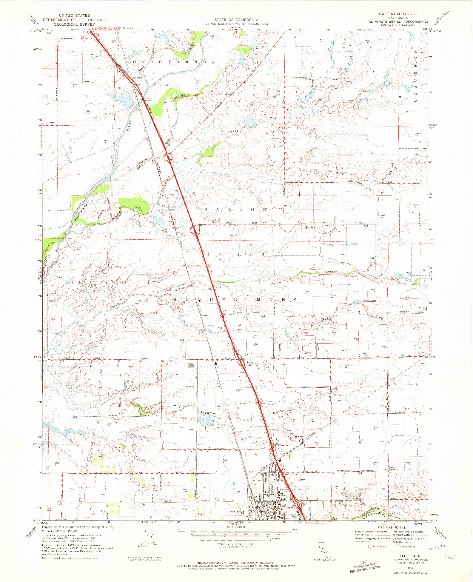 USGS 1:24000-SCALE QUADRANGLE FOR GALT, CA 1968