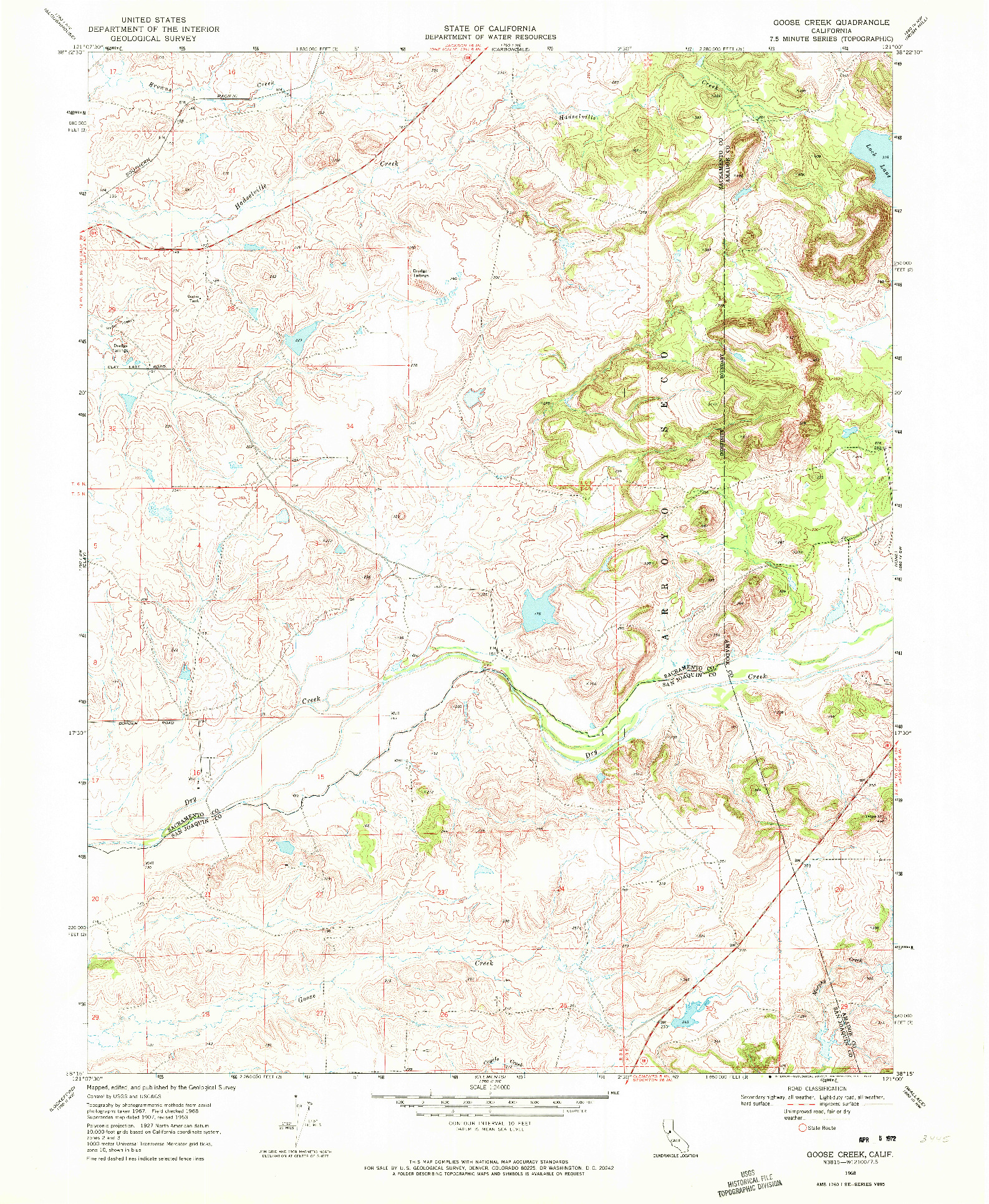 USGS 1:24000-SCALE QUADRANGLE FOR GOOSE CREEK, CA 1968