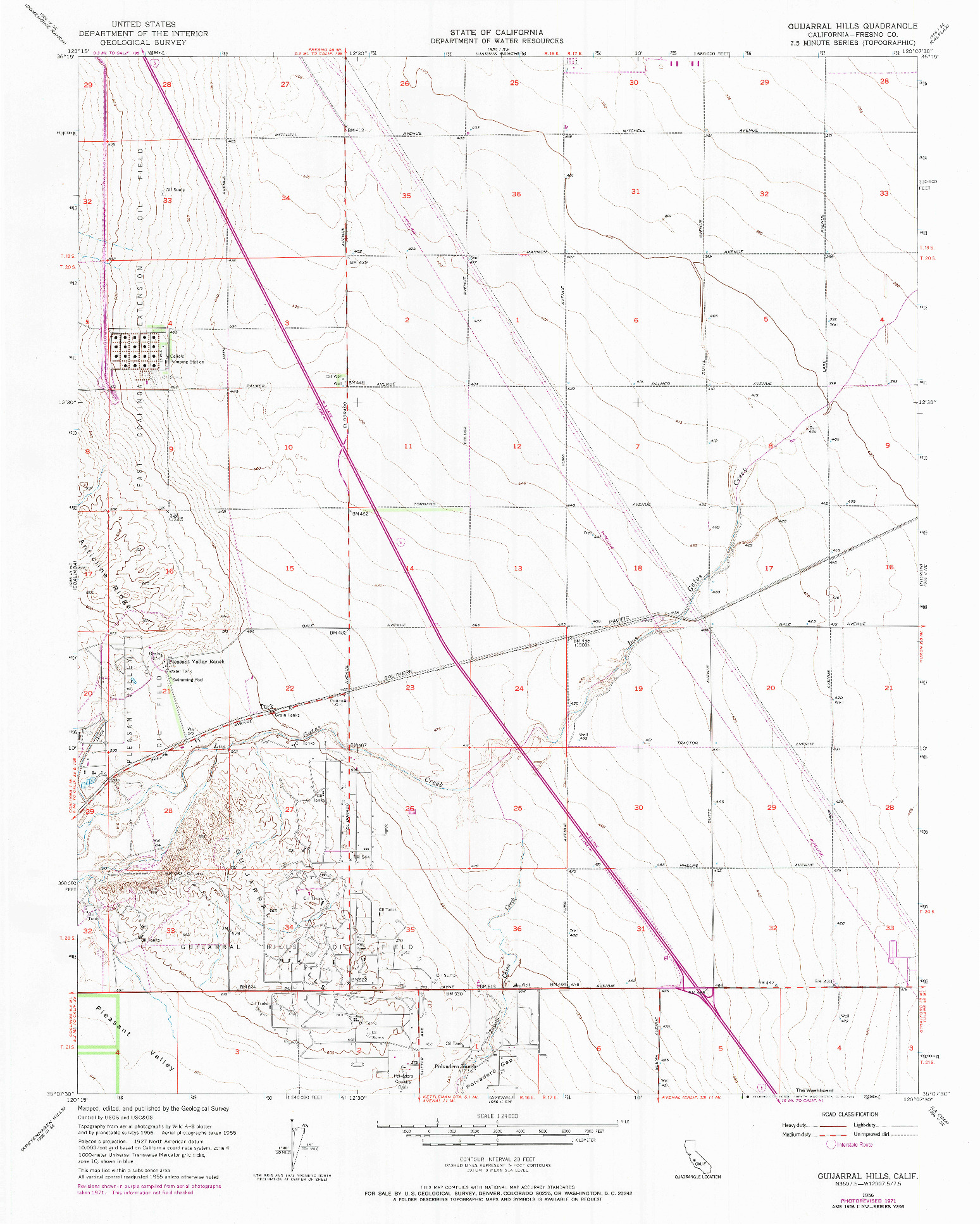 USGS 1:24000-SCALE QUADRANGLE FOR GUIJARRAL HILLS, CA 1956