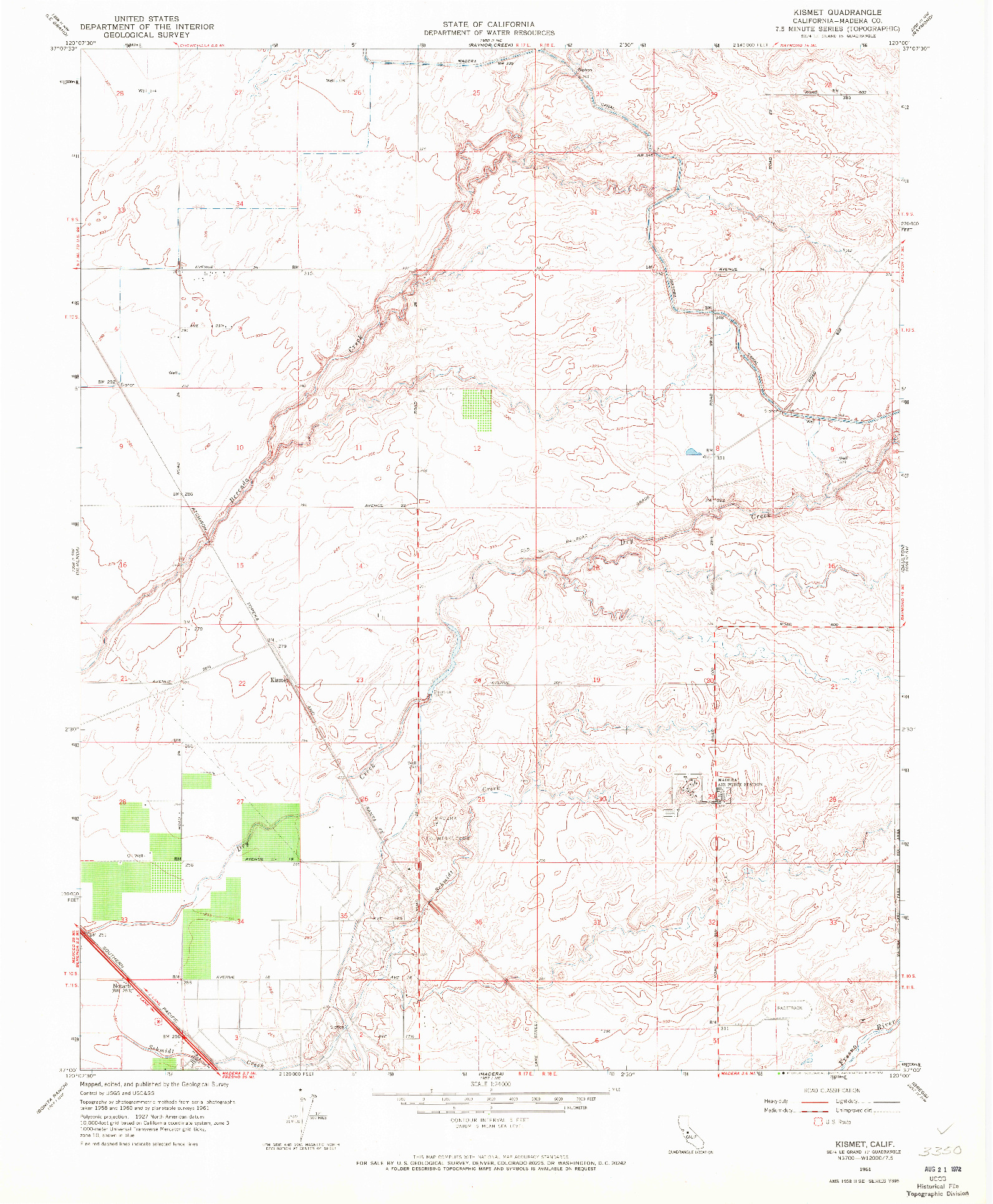 USGS 1:24000-SCALE QUADRANGLE FOR KISMET, CA 1961