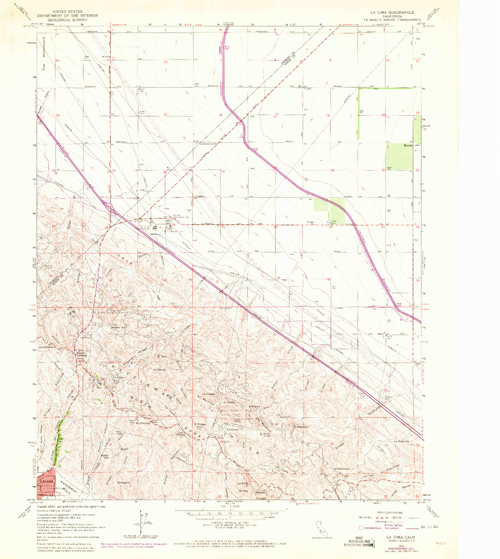 USGS 1:24000-SCALE QUADRANGLE FOR LA CIMA, CA 1963