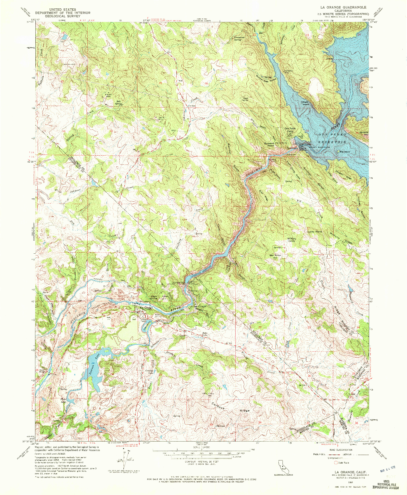 USGS 1:24000-SCALE QUADRANGLE FOR LA GRANGE, CA 1962