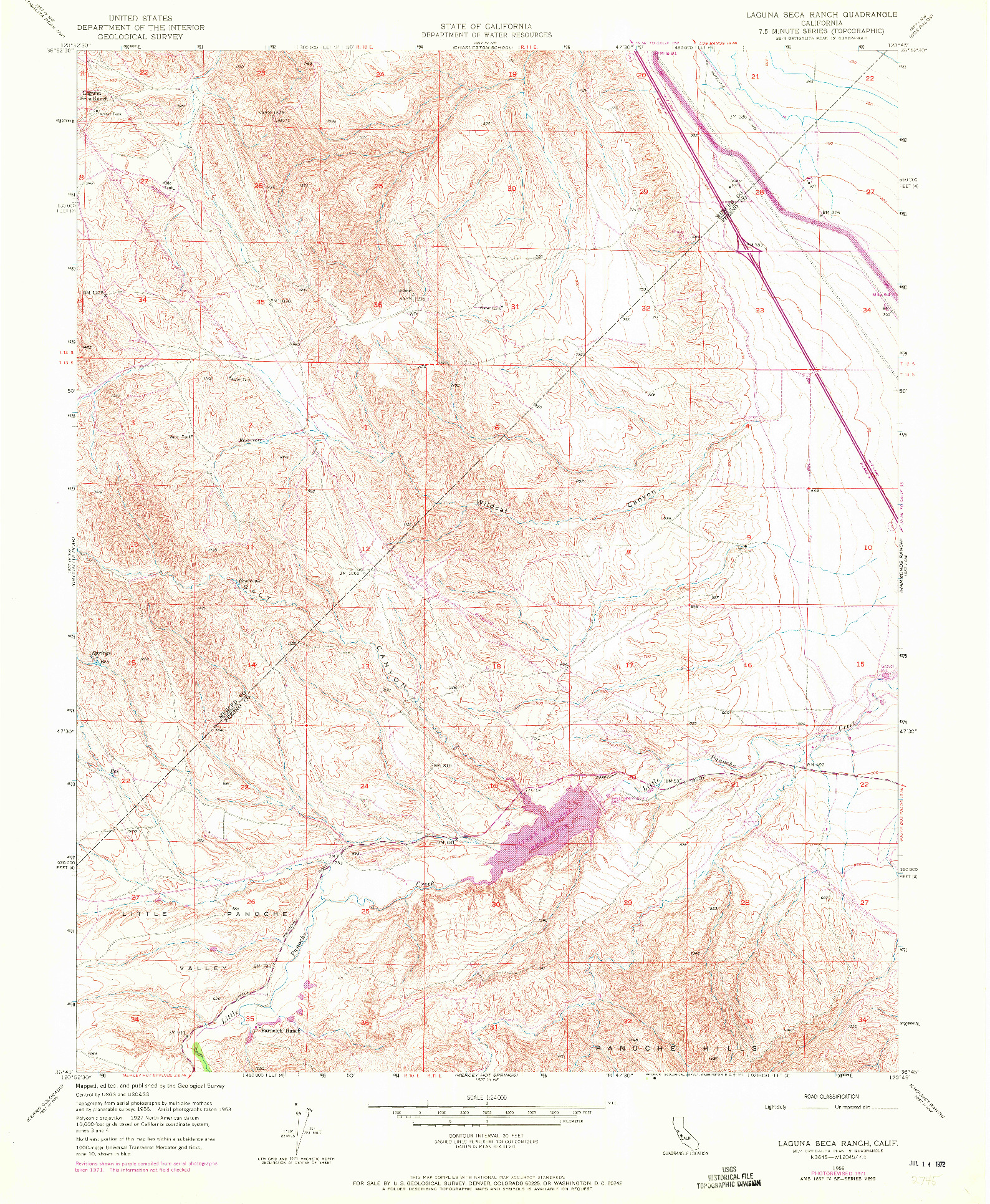 USGS 1:24000-SCALE QUADRANGLE FOR LAGUNA SECA RANCH, CA 1956