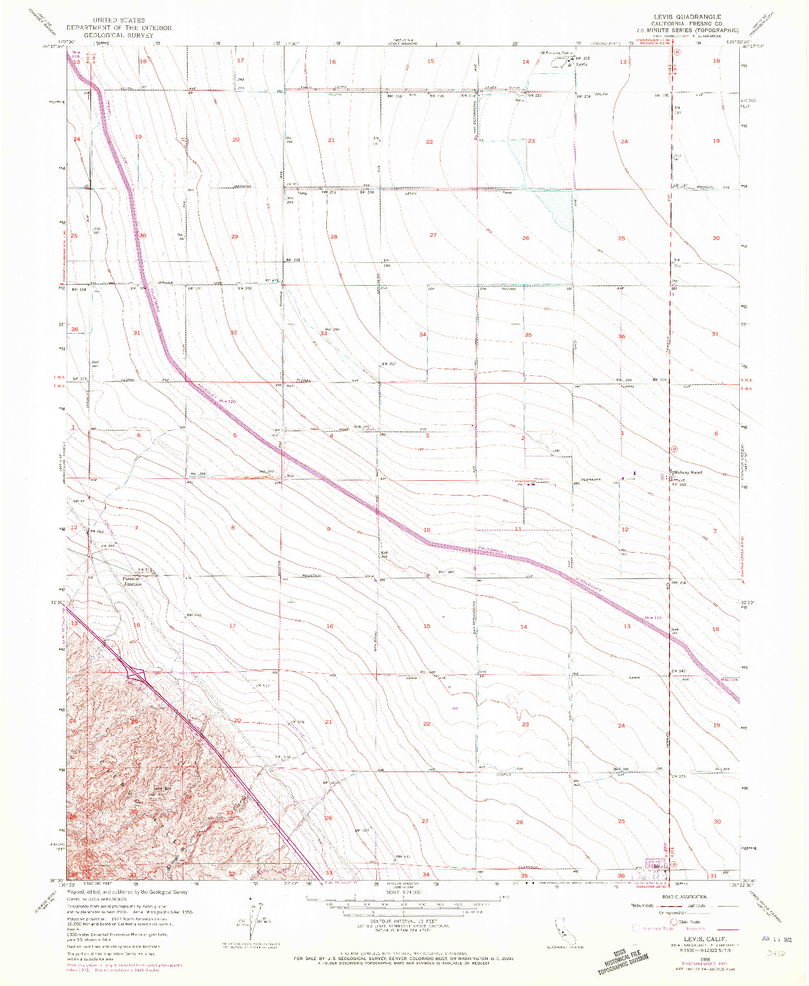 USGS 1:24000-SCALE QUADRANGLE FOR LEVIS, CA 1956