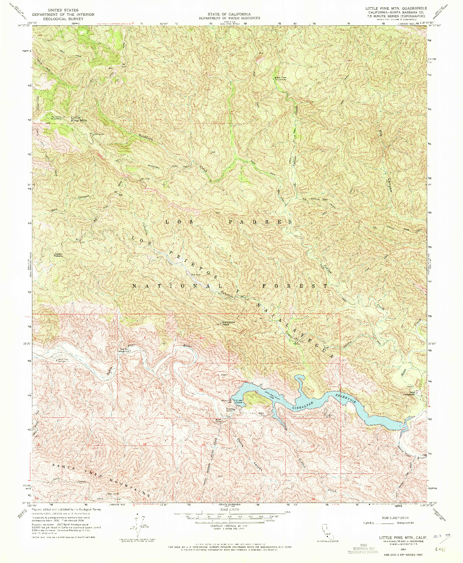 USGS 1:24000-SCALE QUADRANGLE FOR LITTLE PINE MOUNTAIN, CA 1964