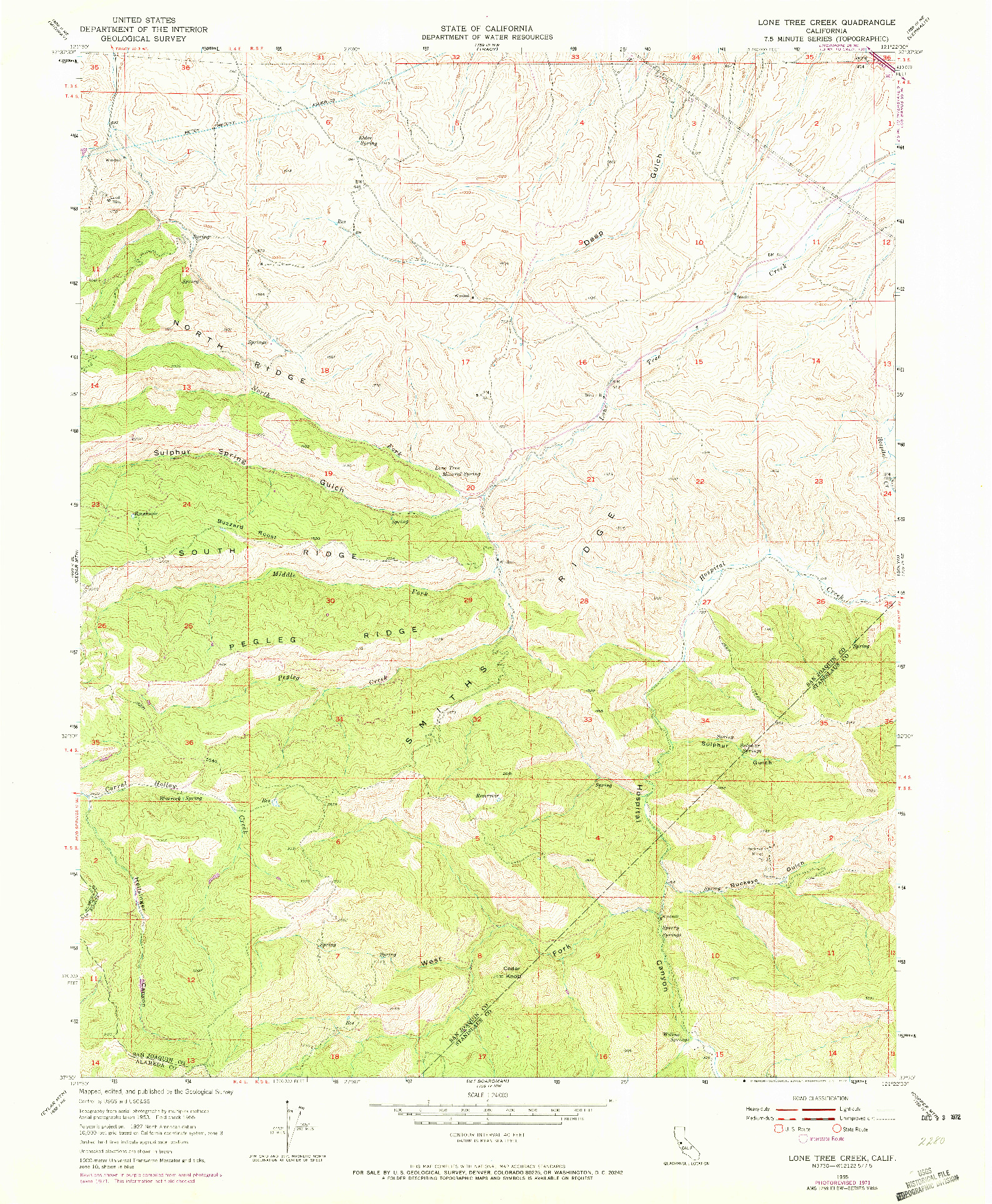 USGS 1:24000-SCALE QUADRANGLE FOR LONE TREE CREEK, CA 1955