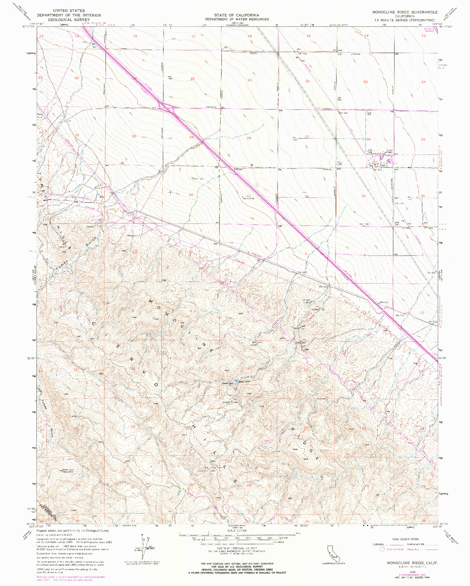 USGS 1:24000-SCALE QUADRANGLE FOR MONOCLINE RIDGE, CA 1955