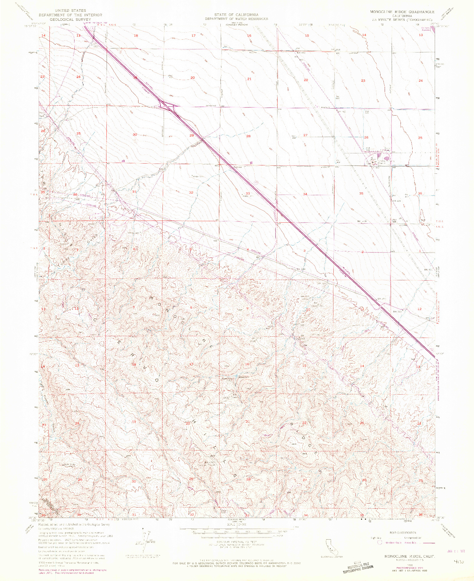 USGS 1:24000-SCALE QUADRANGLE FOR MONOCLINE RIDGE, CA 1955