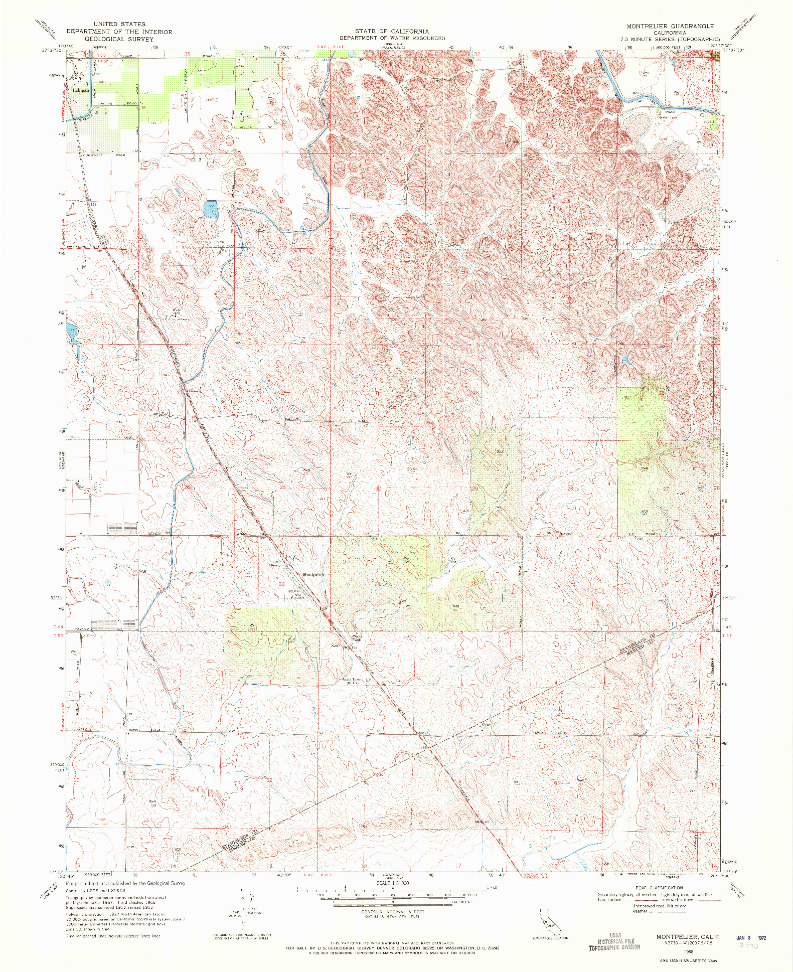 USGS 1:24000-SCALE QUADRANGLE FOR MONTPELIER, CA 1968