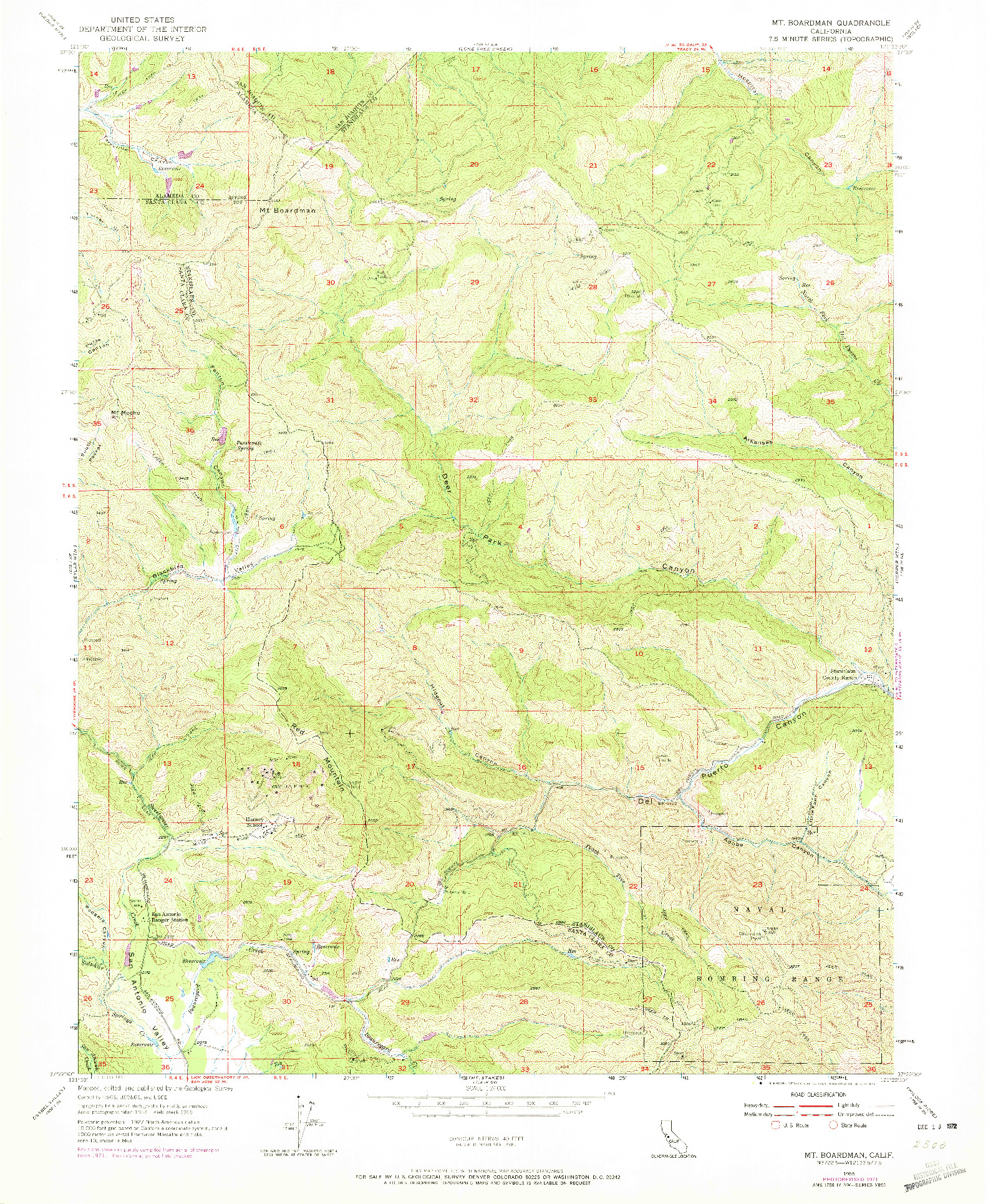 USGS 1:24000-SCALE QUADRANGLE FOR MT. BOARDMAN, CA 1955