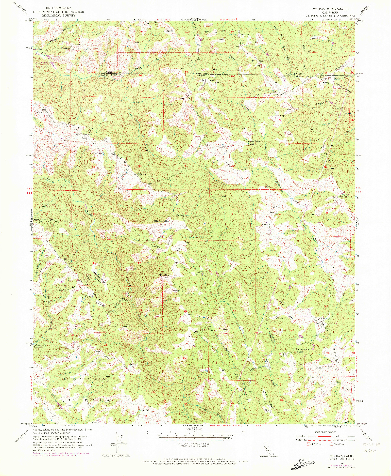 USGS 1:24000-SCALE QUADRANGLE FOR MT. DAY, CA 1955