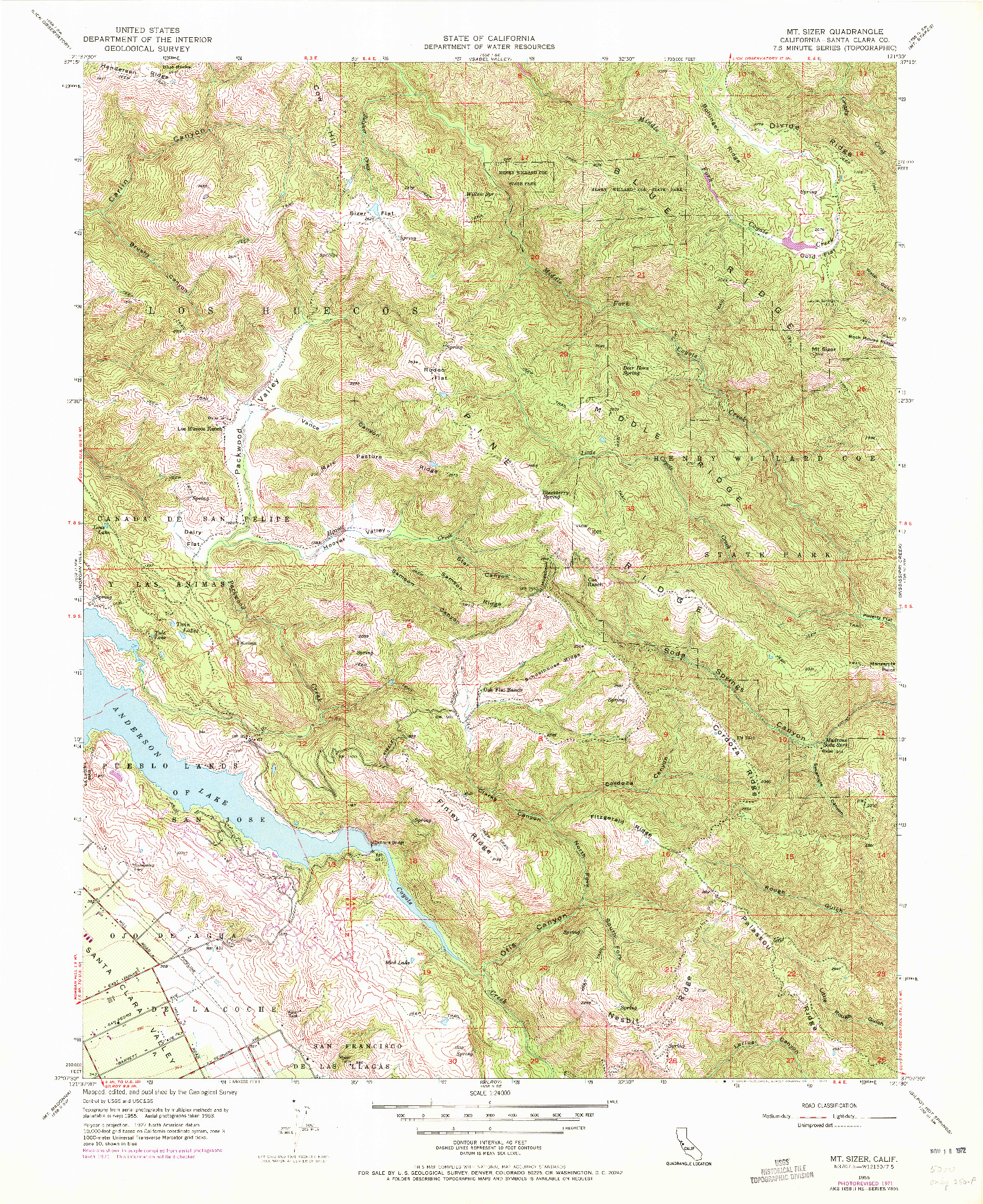 USGS 1:24000-SCALE QUADRANGLE FOR MT. SIZER, CA 1955