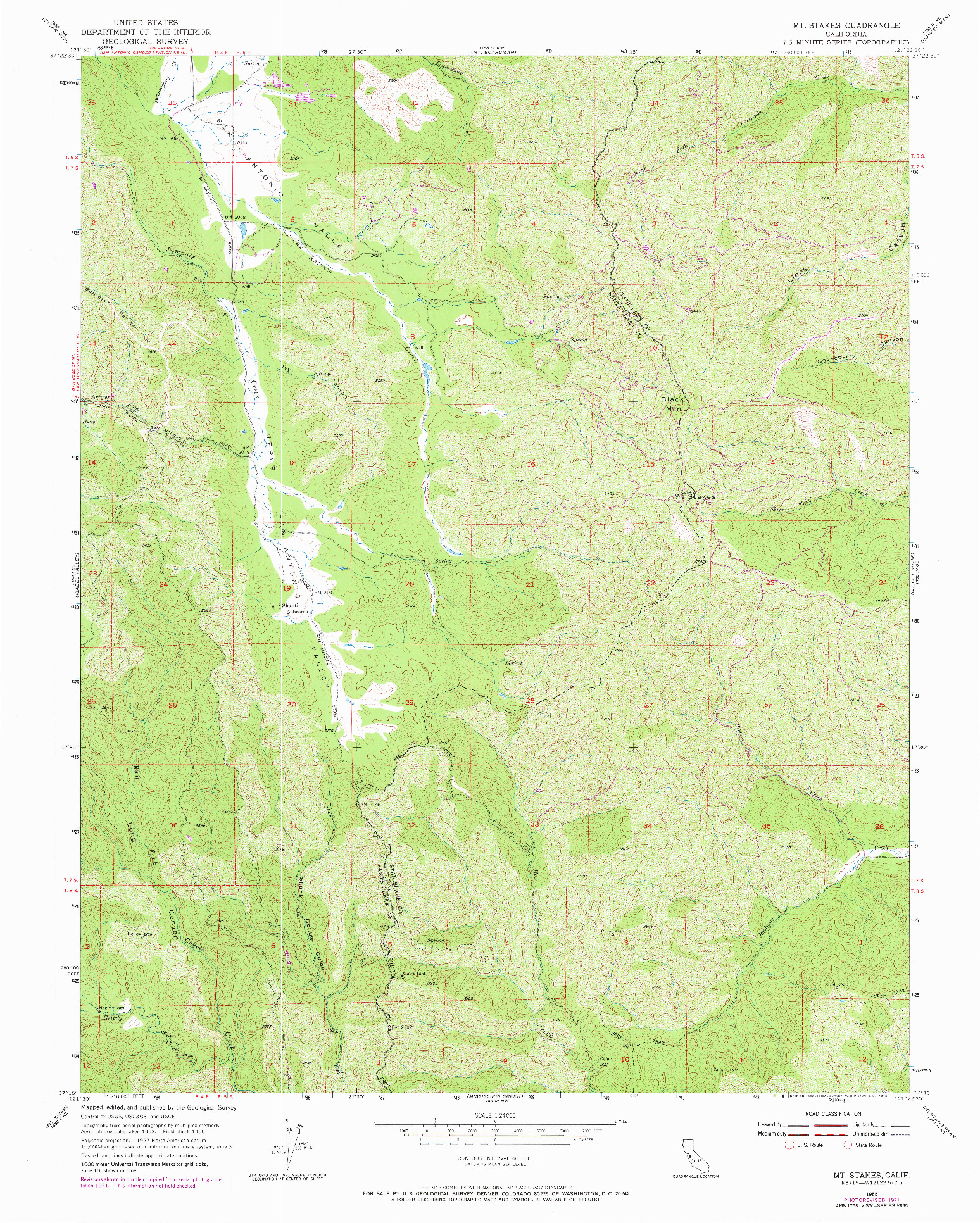 USGS 1:24000-SCALE QUADRANGLE FOR MT. STAKES, CA 1955