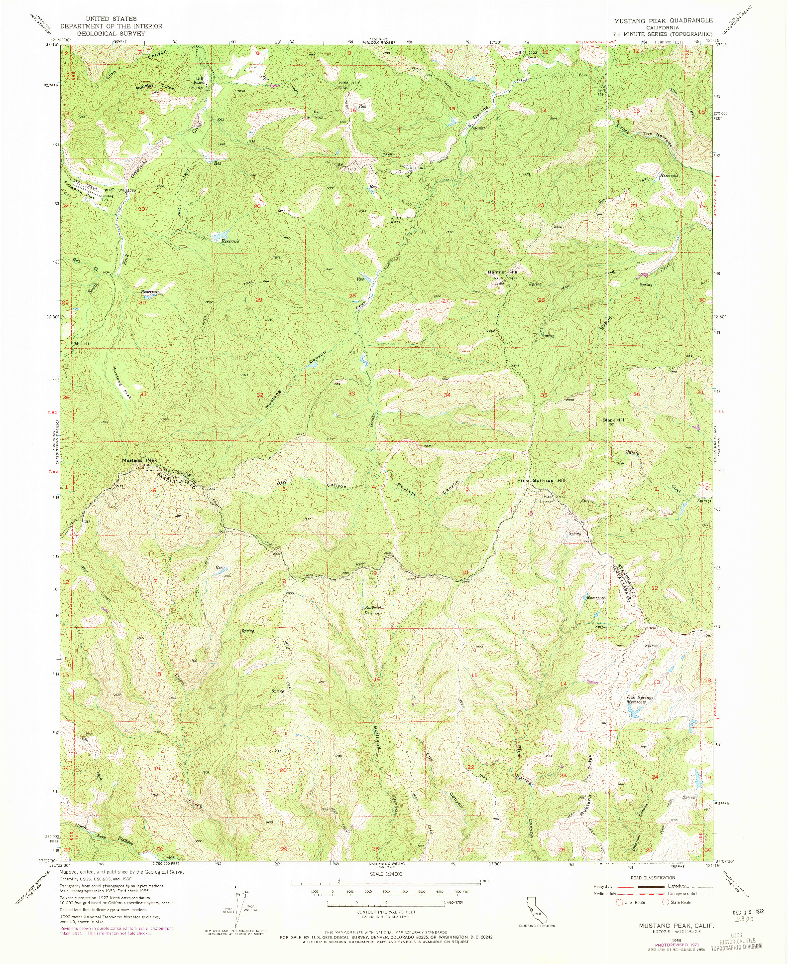 USGS 1:24000-SCALE QUADRANGLE FOR MUSTANG PEAK, CA 1955
