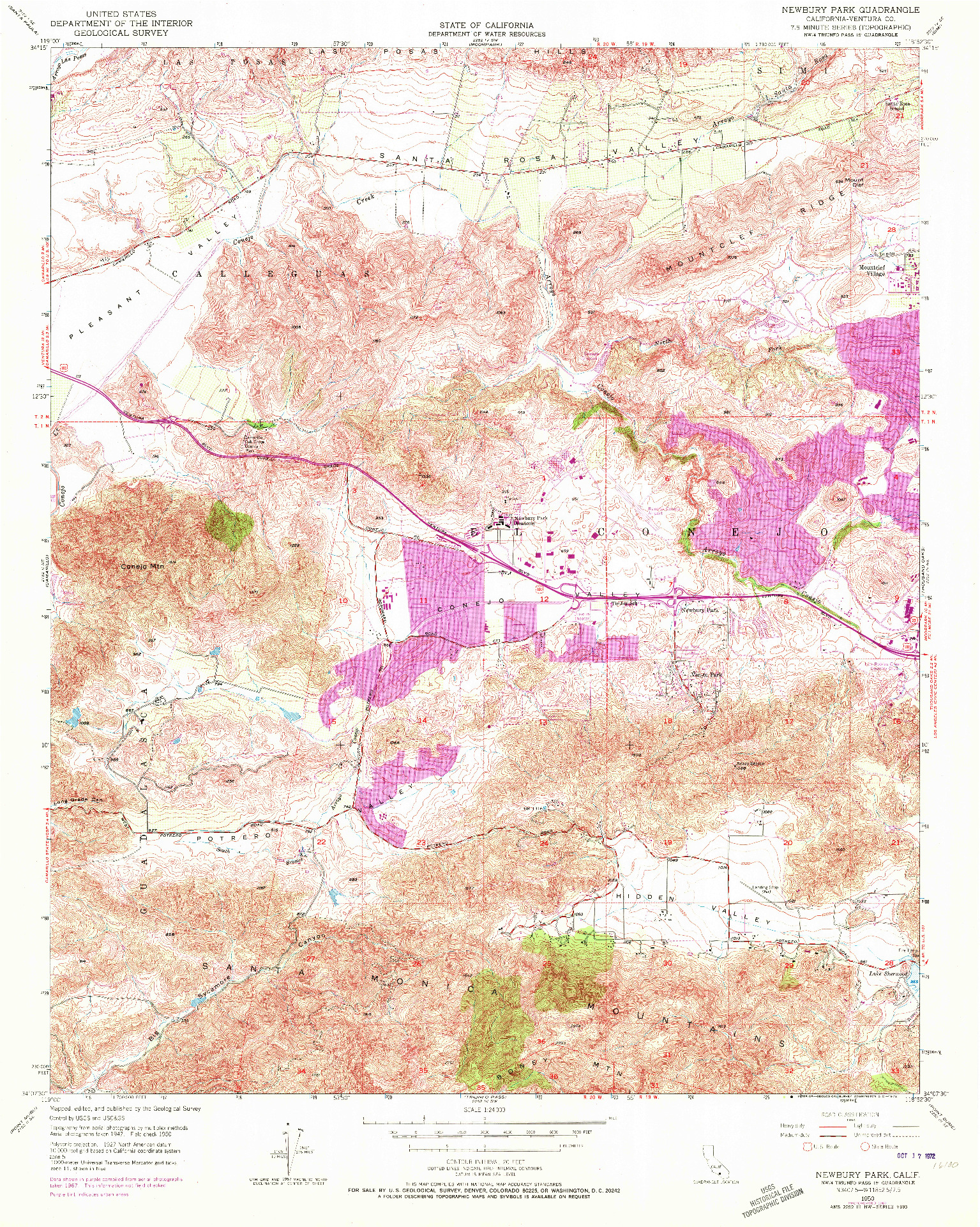 USGS 1:24000-SCALE QUADRANGLE FOR NEWBURY PARK, CA 1950