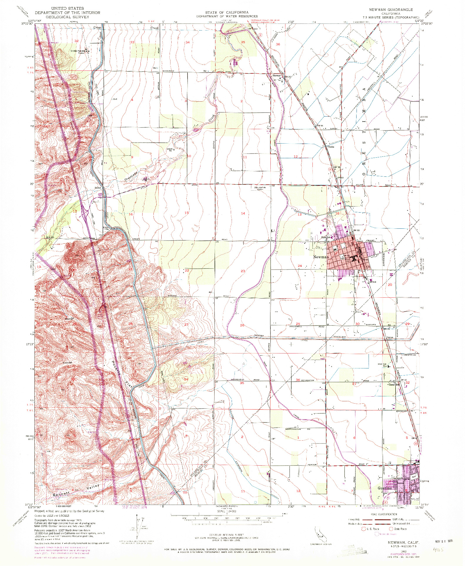 USGS 1:24000-SCALE QUADRANGLE FOR NEWMAN, CA 1952