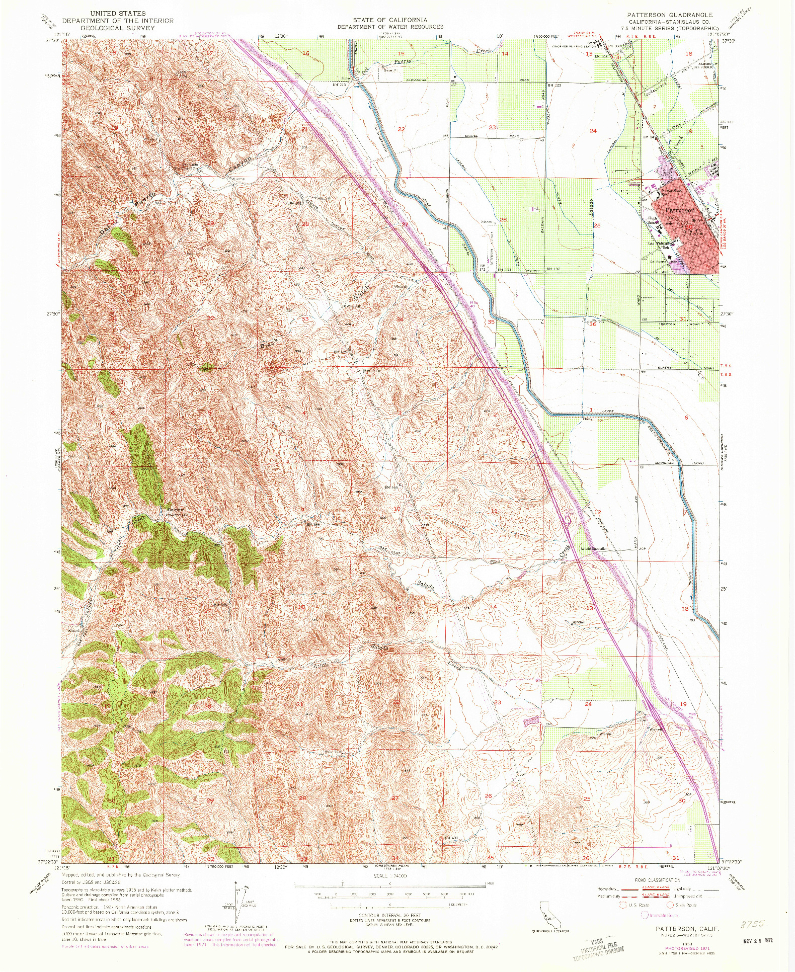 USGS 1:24000-SCALE QUADRANGLE FOR PATTERSON, CA 1953