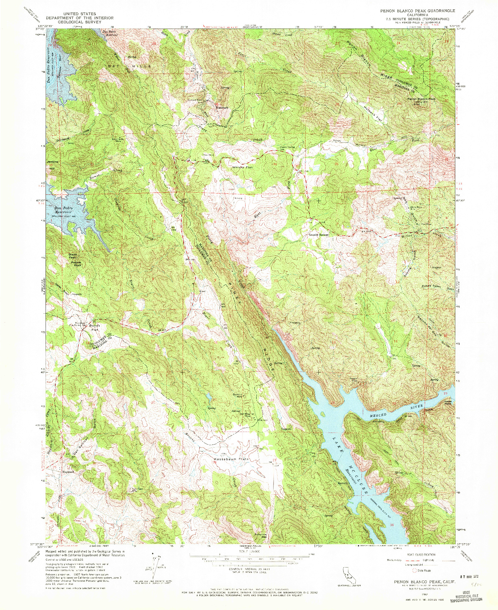 USGS 1:24000-SCALE QUADRANGLE FOR PENON BLANCO PEAK, CA 1962