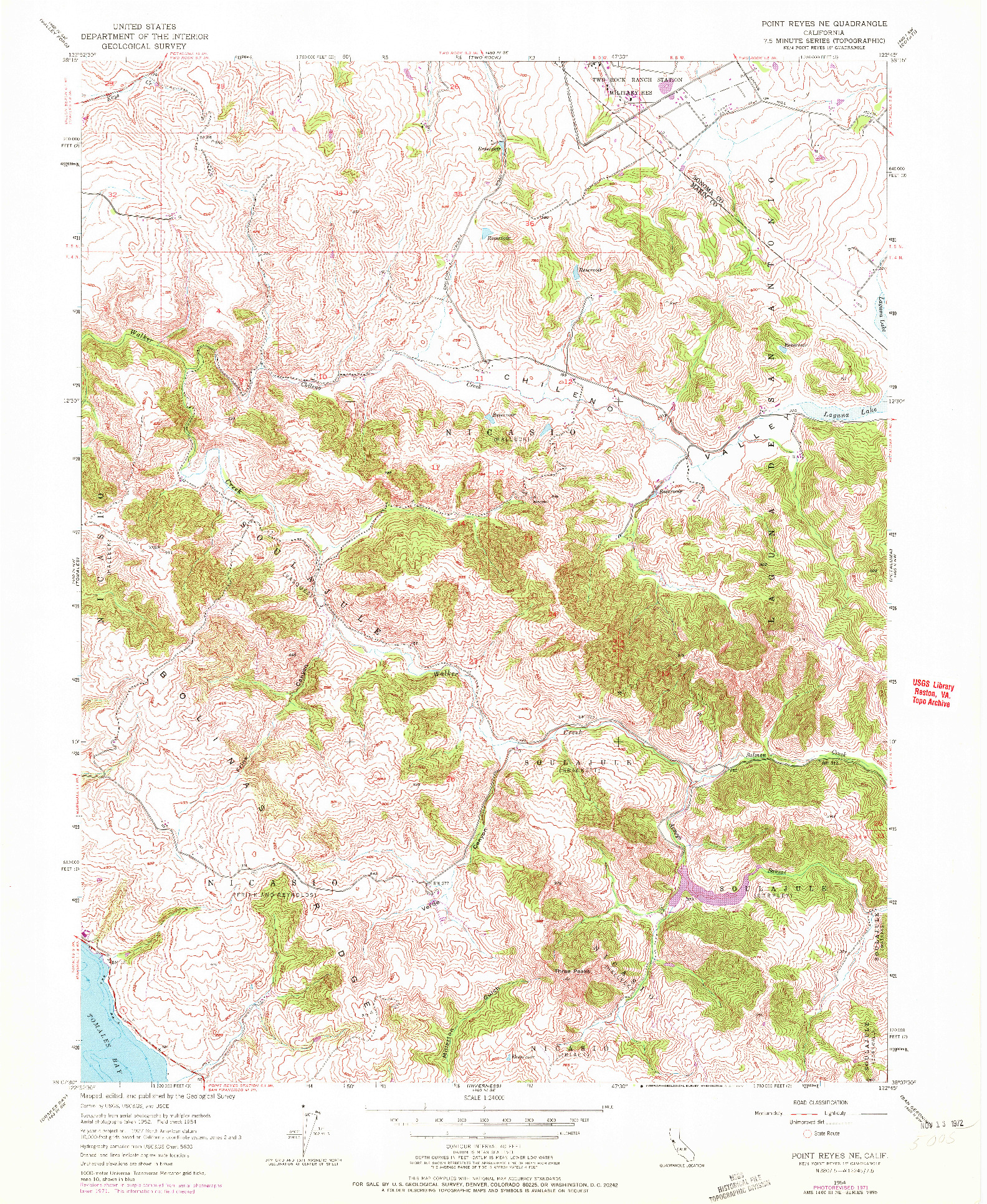 USGS 1:24000-SCALE QUADRANGLE FOR POINT REYES NE, CA 1954