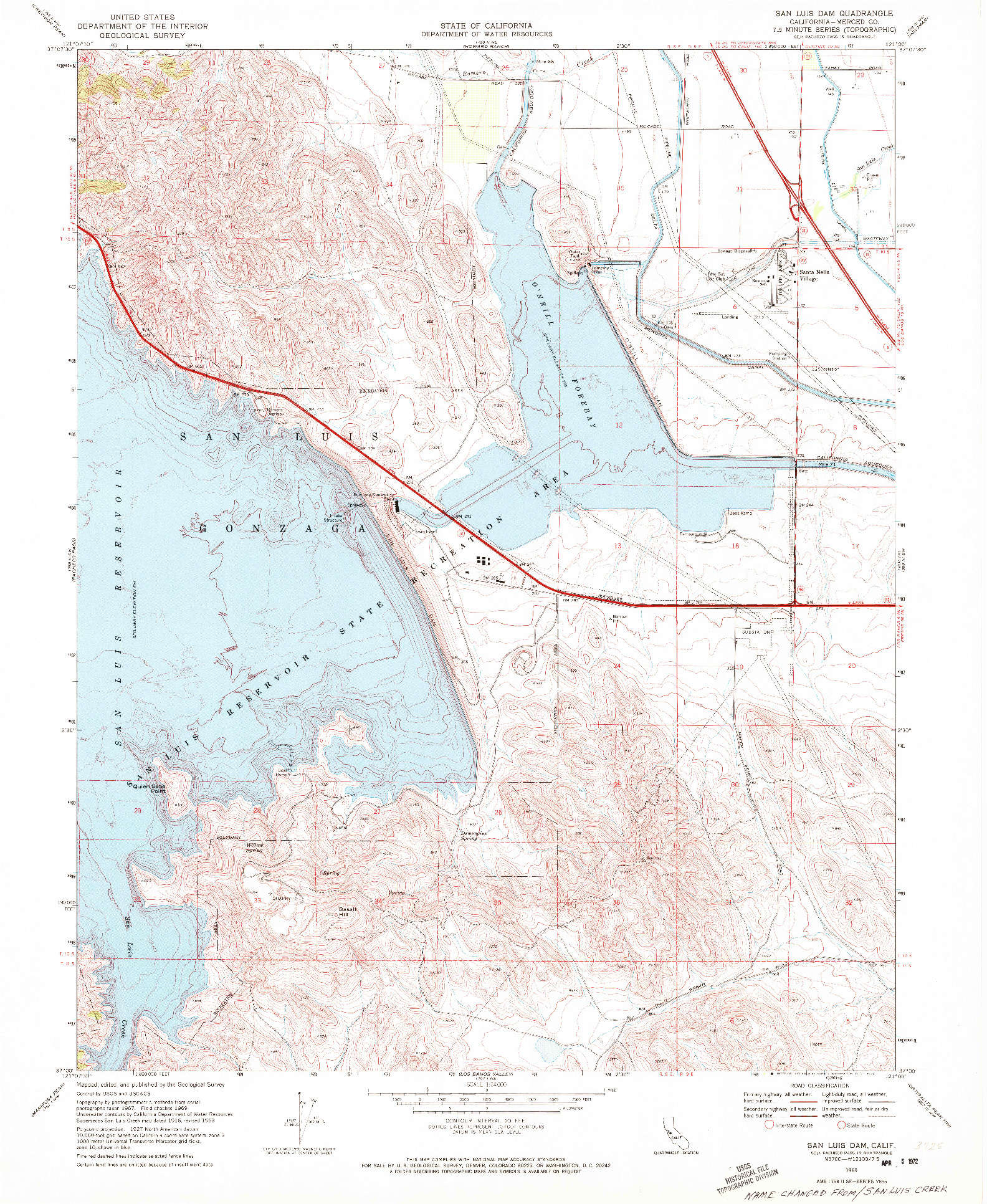 USGS 1:24000-SCALE QUADRANGLE FOR SAN LUIS DAM, CA 1969