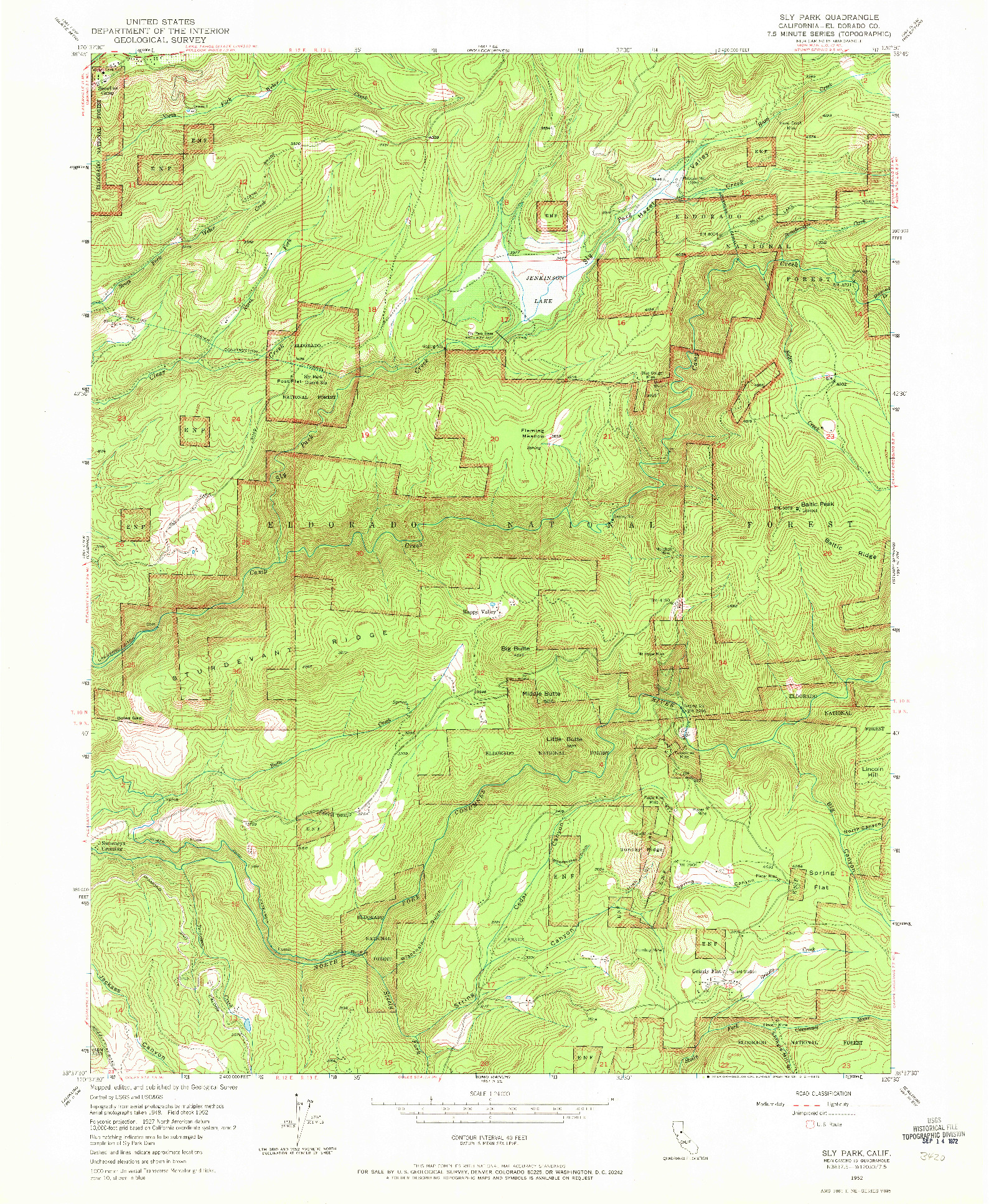 USGS 1:24000-SCALE QUADRANGLE FOR SLY PARK, CA 1952