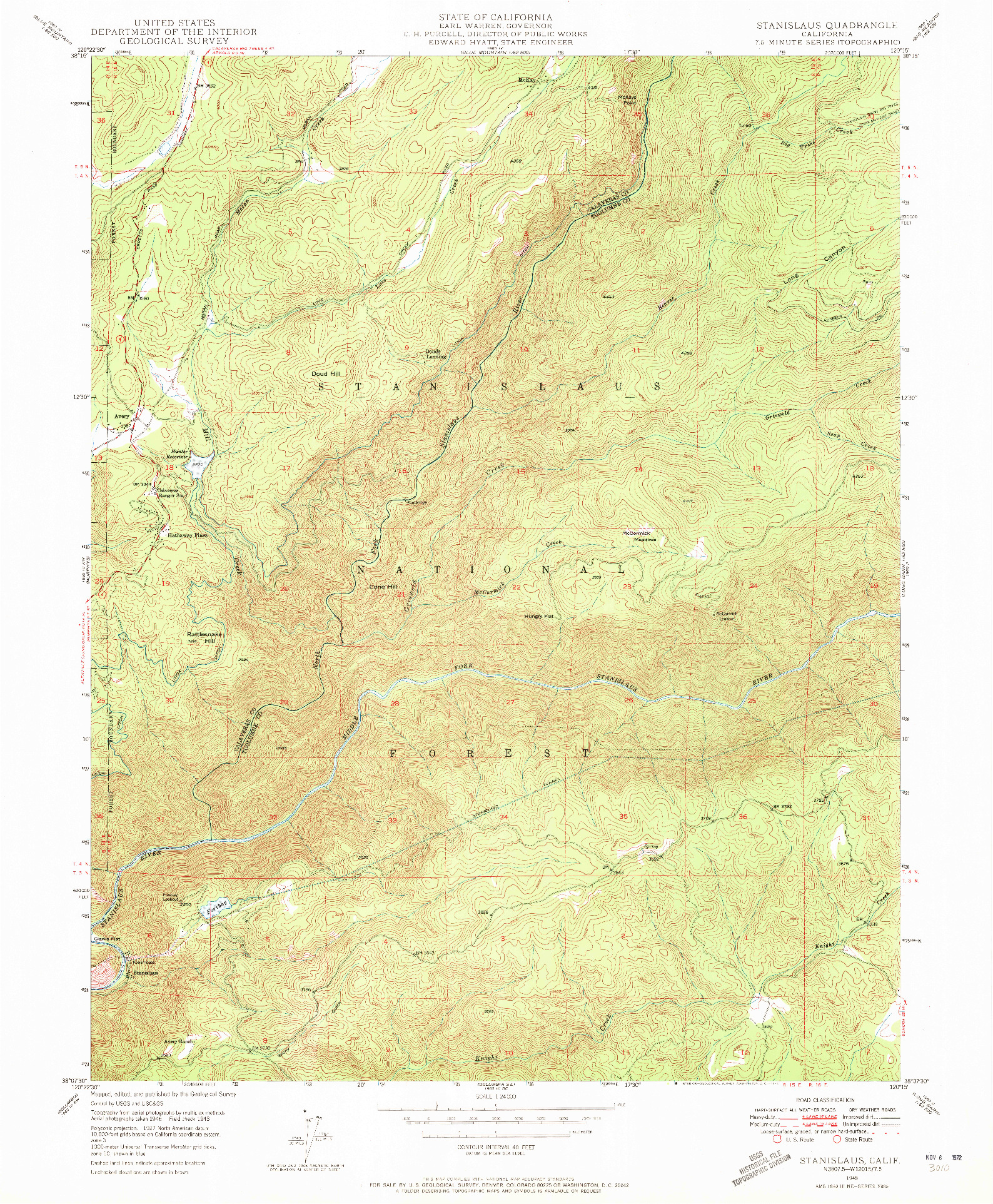 USGS 1:24000-SCALE QUADRANGLE FOR STANISLAUS, CA 1948