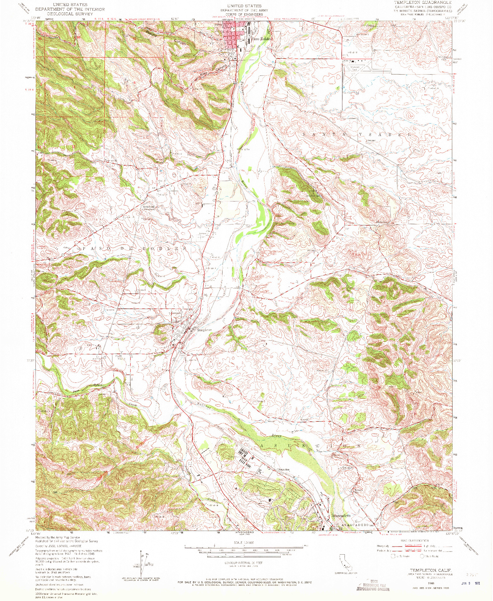 USGS 1:24000-SCALE QUADRANGLE FOR TEMPLETON, CA 1948
