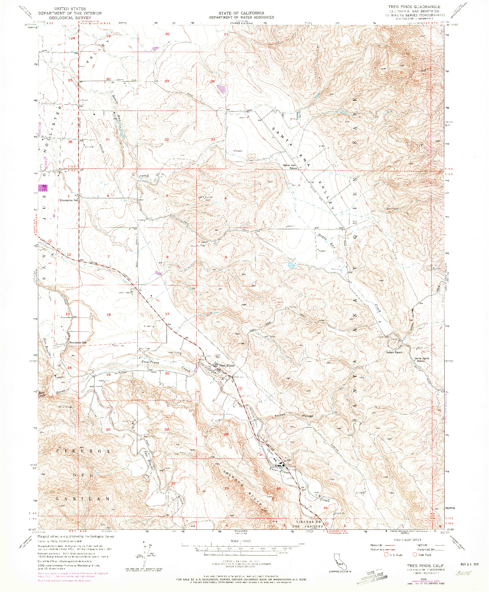 USGS 1:24000-SCALE QUADRANGLE FOR TRES PINOS, CA 1955