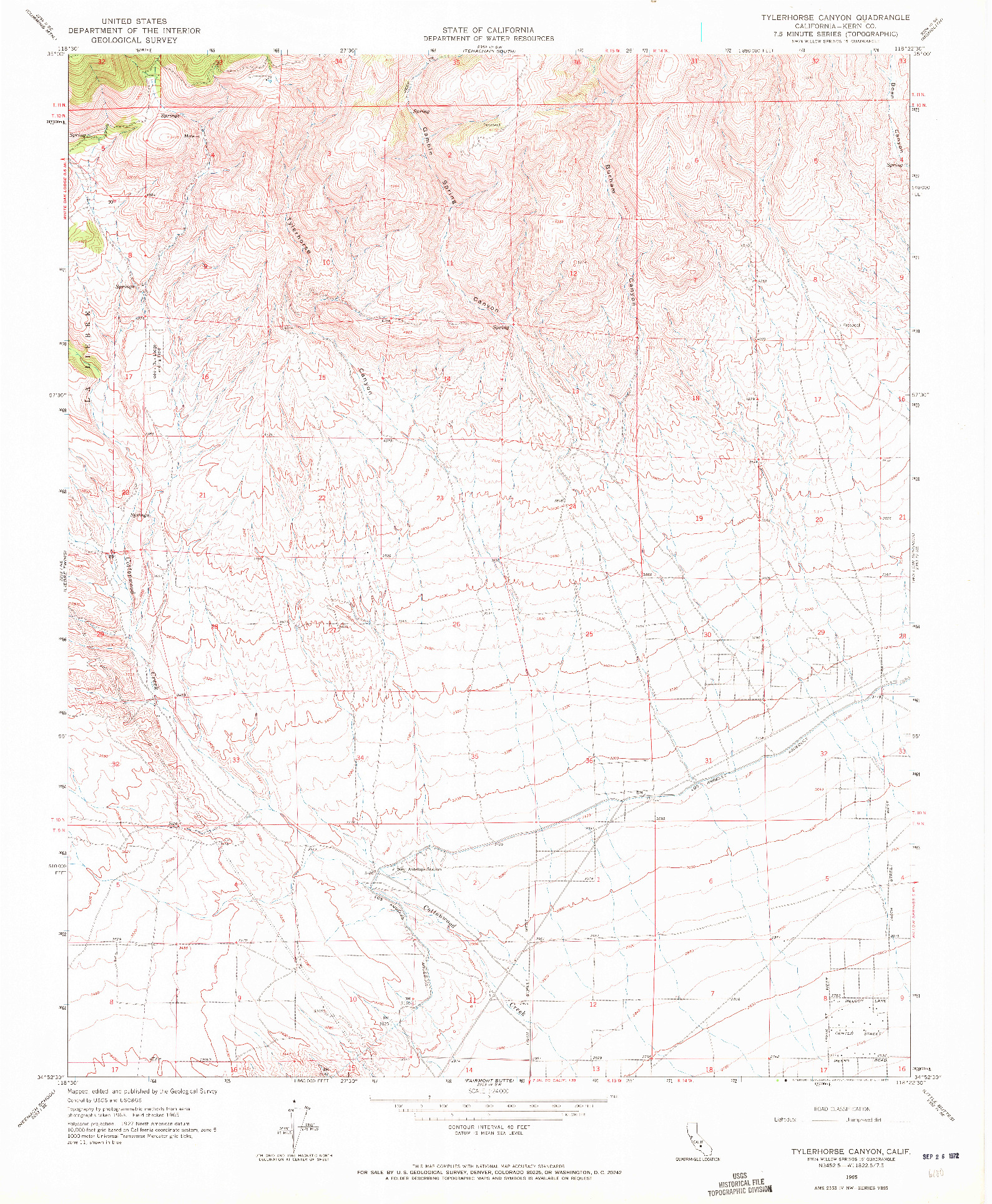 USGS 1:24000-SCALE QUADRANGLE FOR TYLERHORSE CANYON, CA 1965