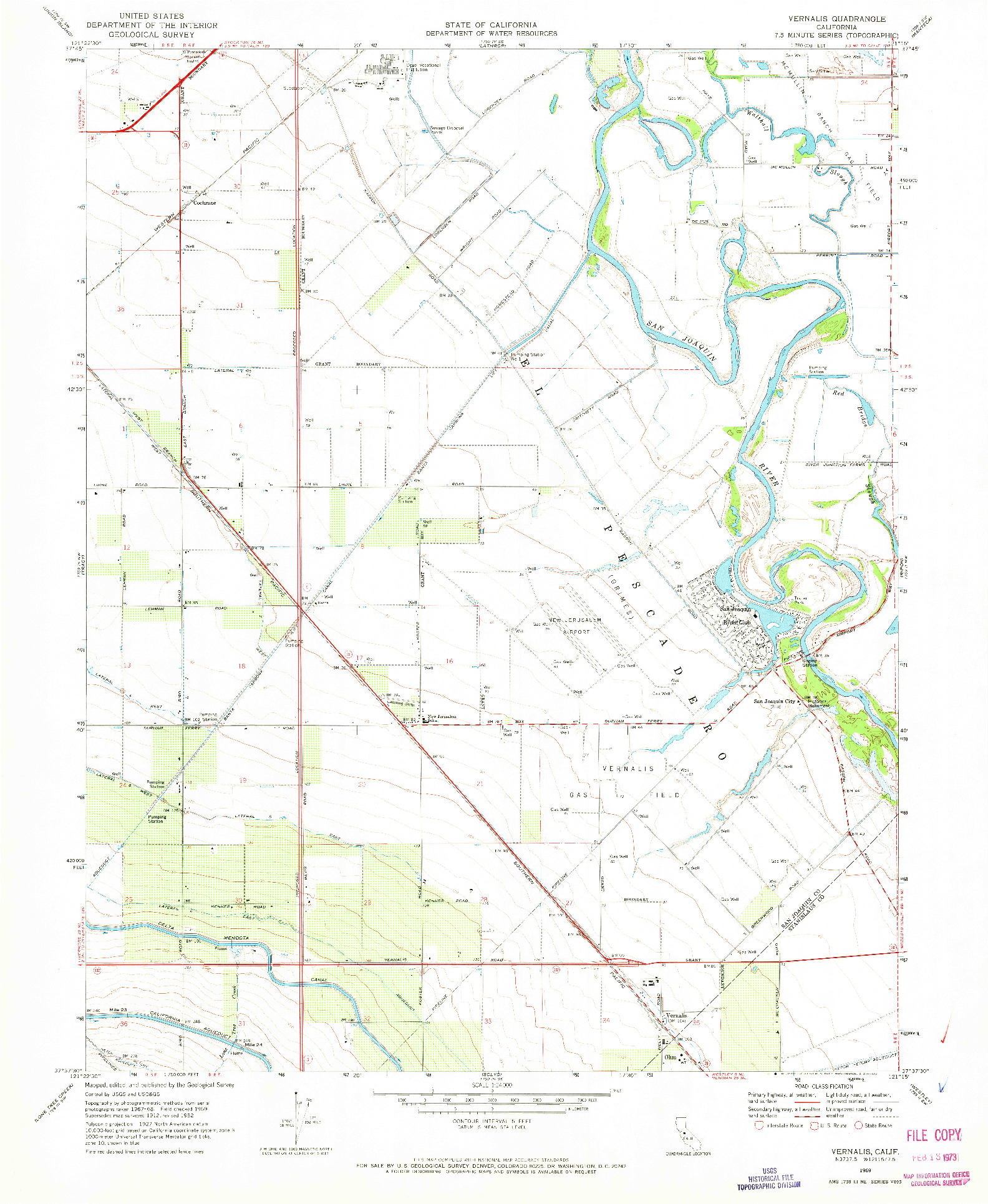 USGS 1:24000-SCALE QUADRANGLE FOR VERNALIS, CA 1969