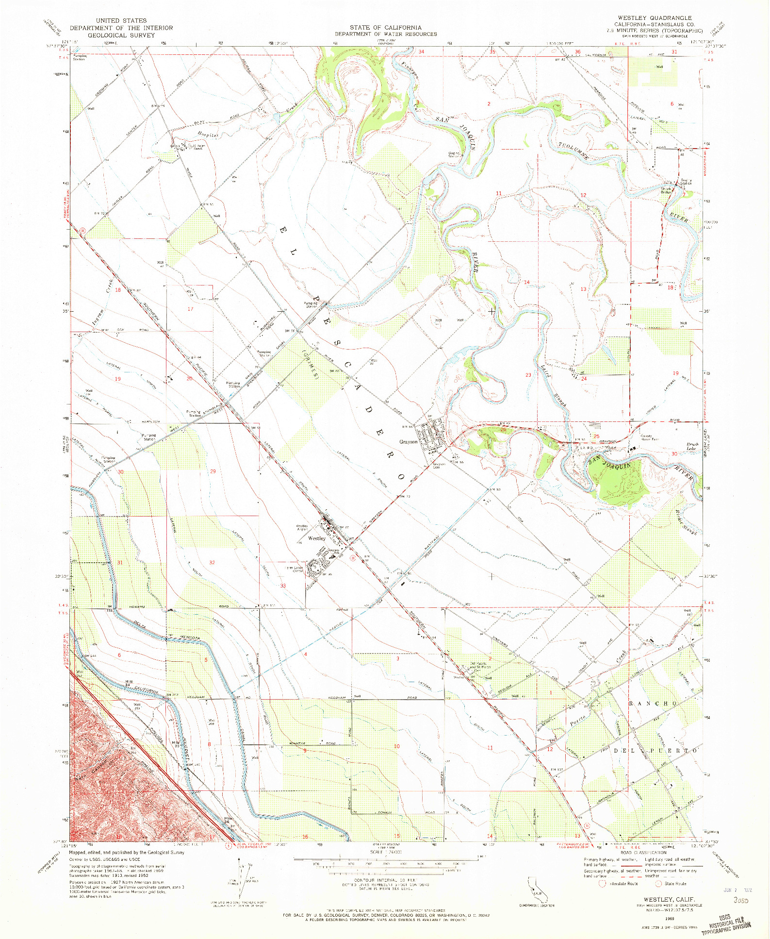 USGS 1:24000-SCALE QUADRANGLE FOR WESTLEY, CA 1969