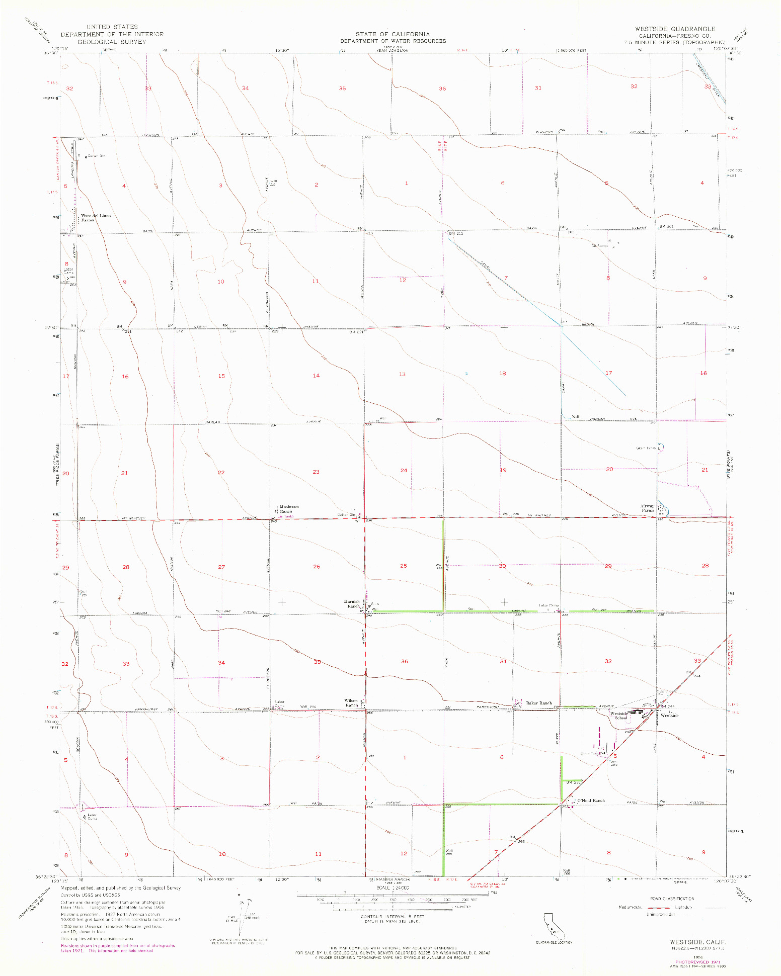 USGS 1:24000-SCALE QUADRANGLE FOR WESTSIDE, CA 1956