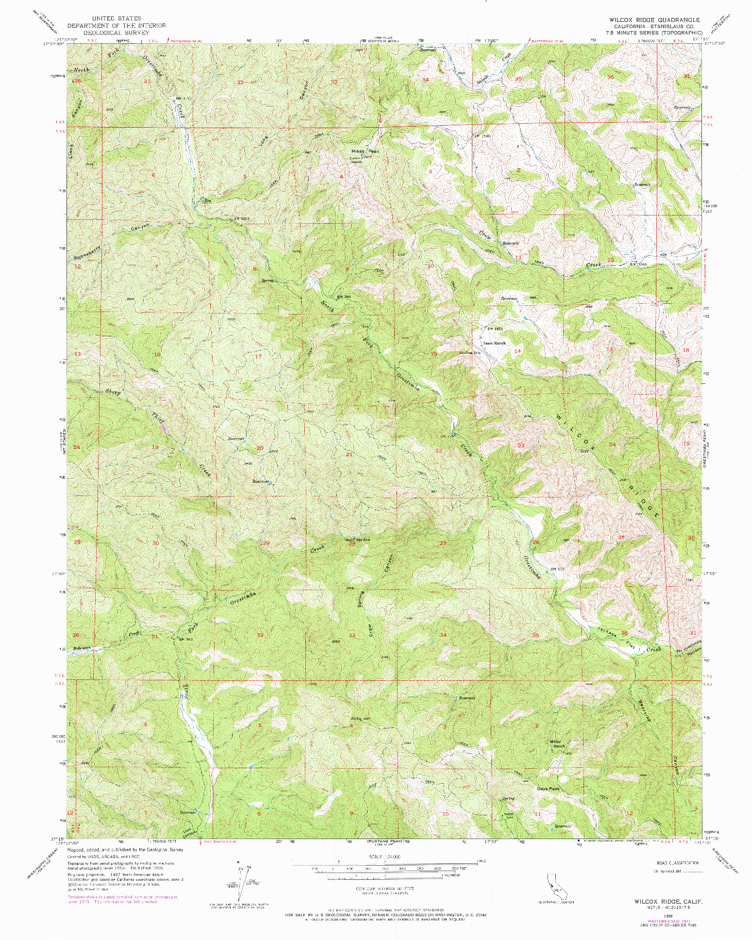 USGS 1:24000-SCALE QUADRANGLE FOR WILCOX RIDGE, CA 1956