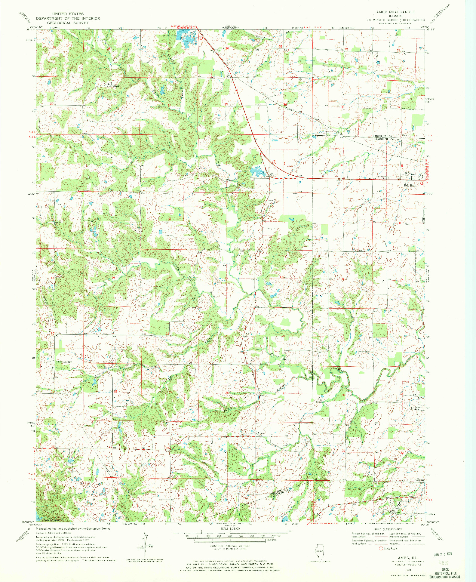 USGS 1:24000-SCALE QUADRANGLE FOR AMES, IL 1970