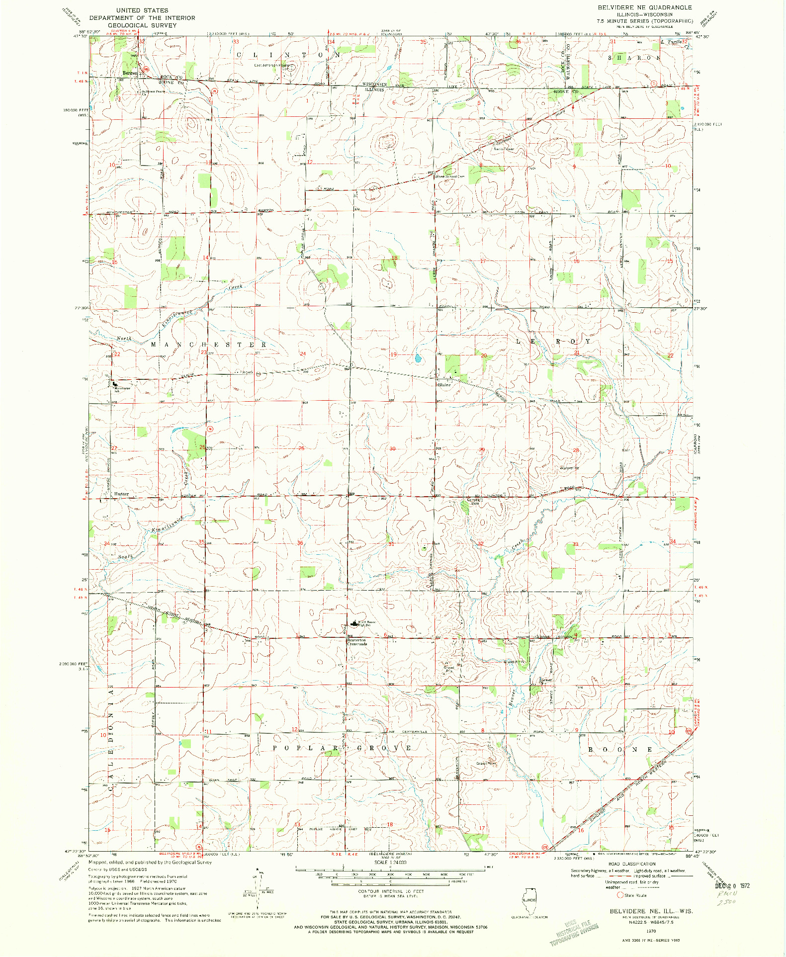 USGS 1:24000-SCALE QUADRANGLE FOR BELVIDERE NE, IL 1970