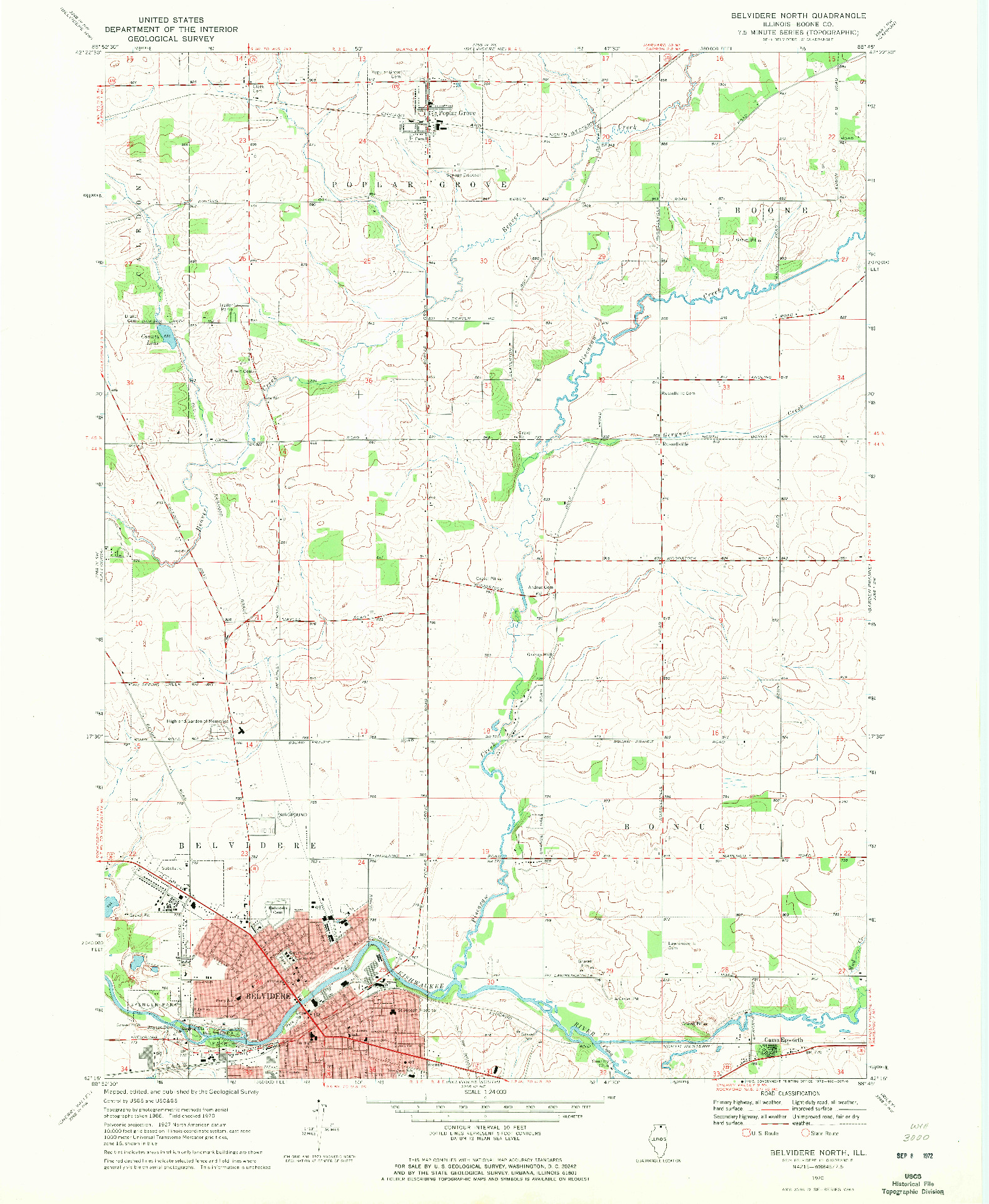 USGS 1:24000-SCALE QUADRANGLE FOR BELVIDERE NORTH, IL 1970