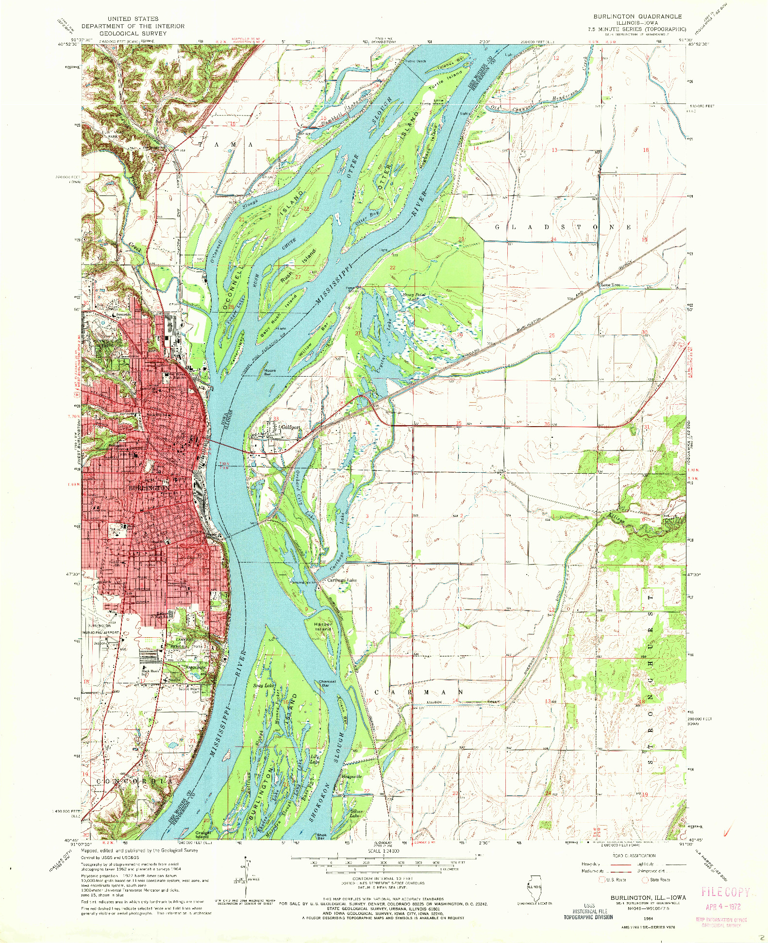 USGS 1:24000-SCALE QUADRANGLE FOR BURLINGTON, IL 1964