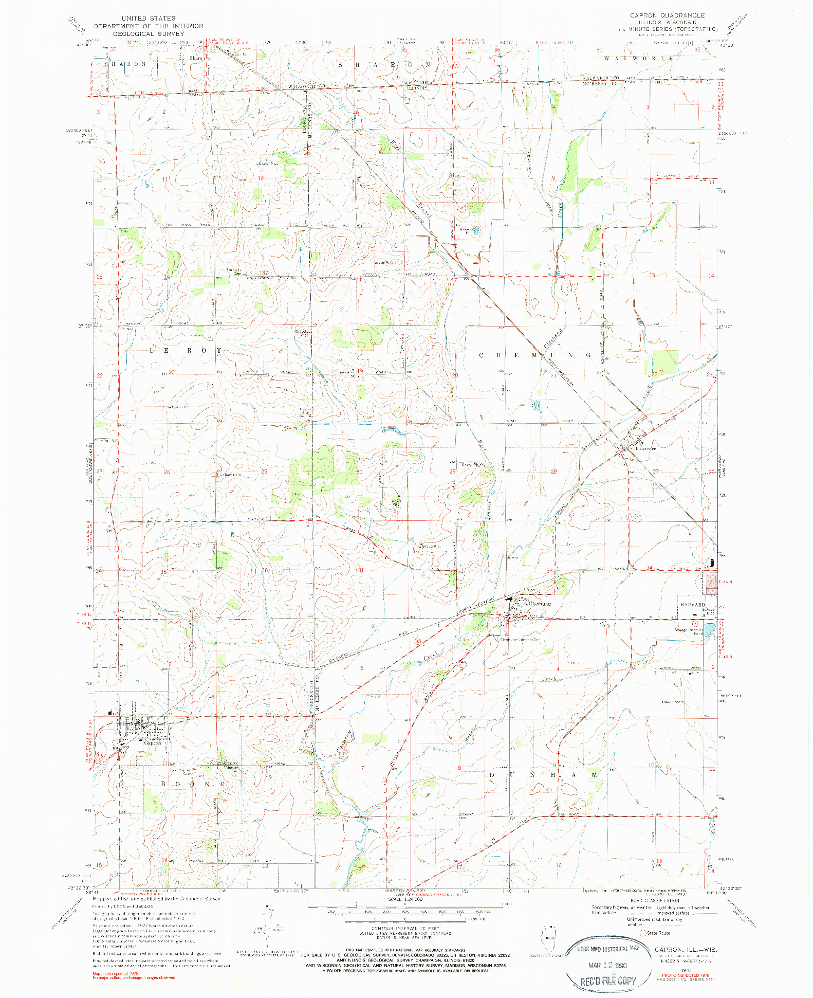 USGS 1:24000-SCALE QUADRANGLE FOR CAPRON, IL 1970