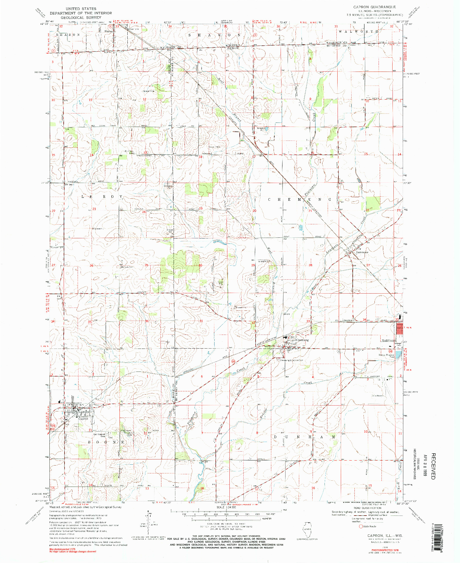 USGS 1:24000-SCALE QUADRANGLE FOR CAPRON, IL 1970