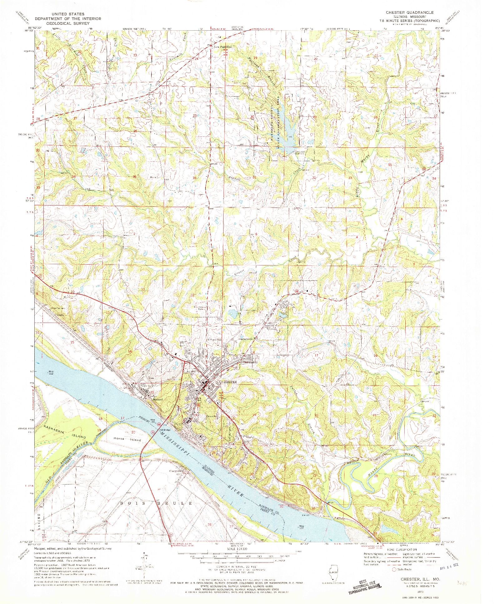 USGS 1:24000-SCALE QUADRANGLE FOR CHESTER, IL 1970