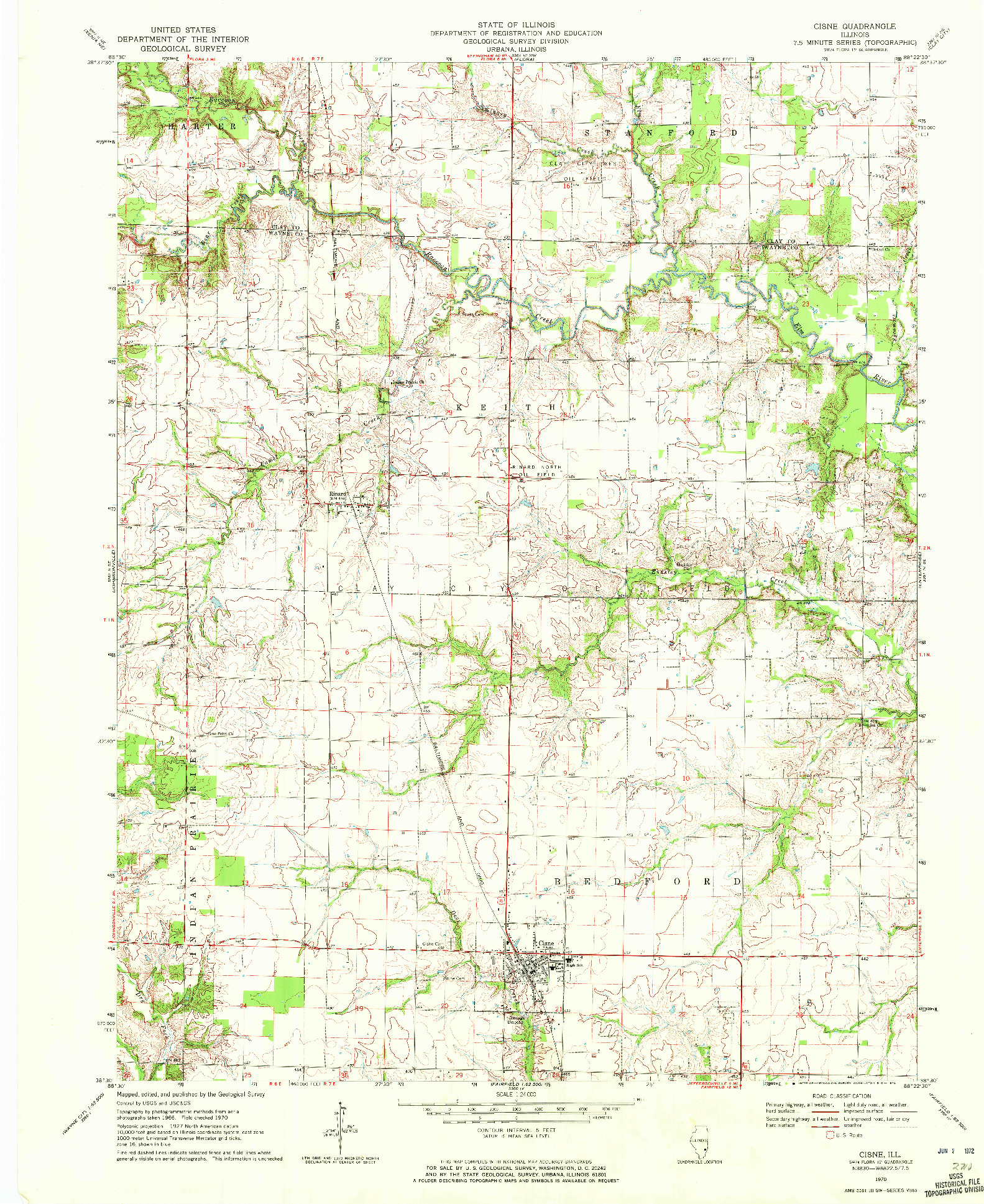 USGS 1:24000-SCALE QUADRANGLE FOR CISNE, IL 1970