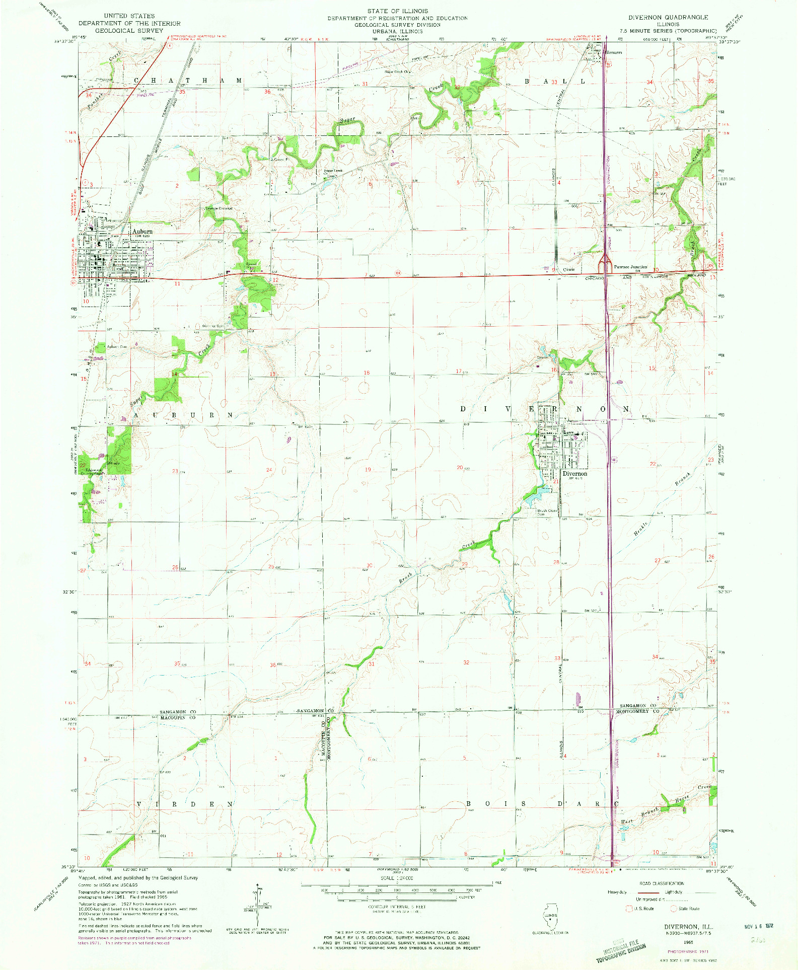 USGS 1:24000-SCALE QUADRANGLE FOR DIVERNON, IL 1965