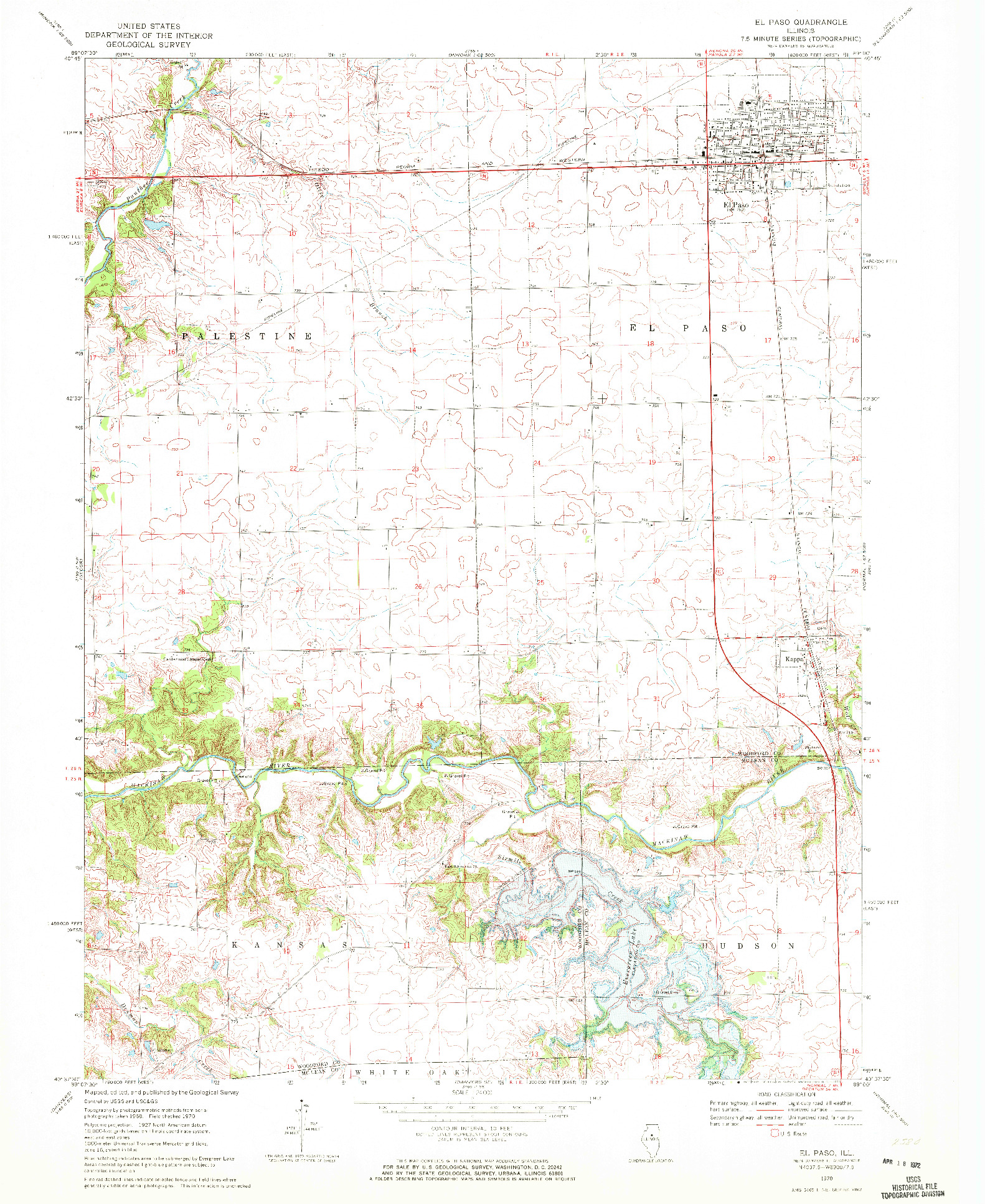 USGS 1:24000-SCALE QUADRANGLE FOR EL PASO, IL 1970