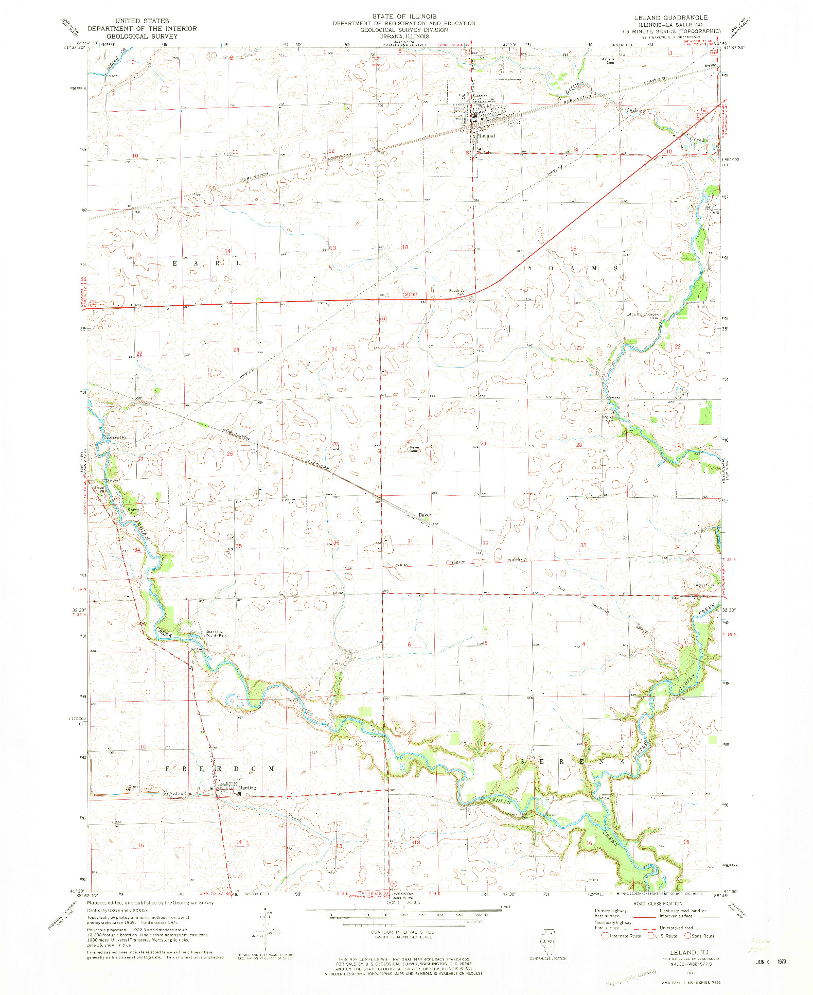 USGS 1:24000-SCALE QUADRANGLE FOR LELAND, IL 1971