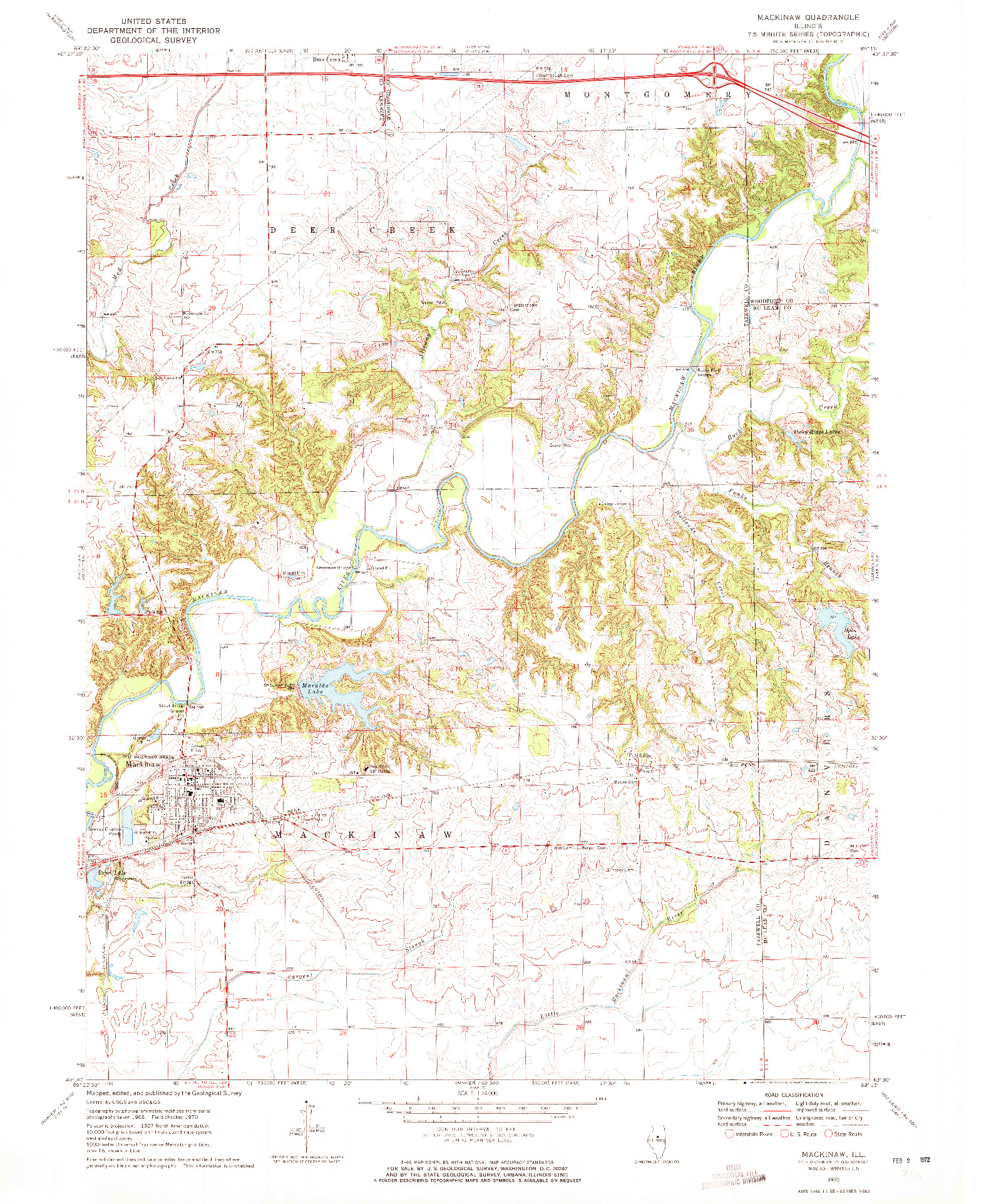 USGS 1:24000-SCALE QUADRANGLE FOR MACKINAW, IL 1970