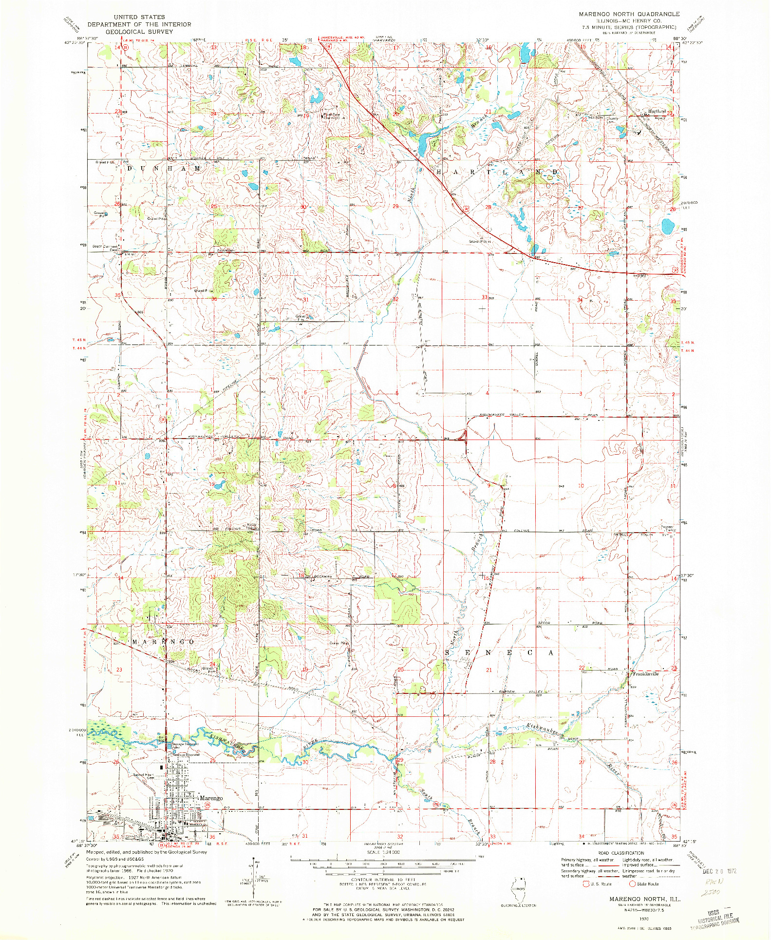 USGS 1:24000-SCALE QUADRANGLE FOR MARENGO NORTH, IL 1970