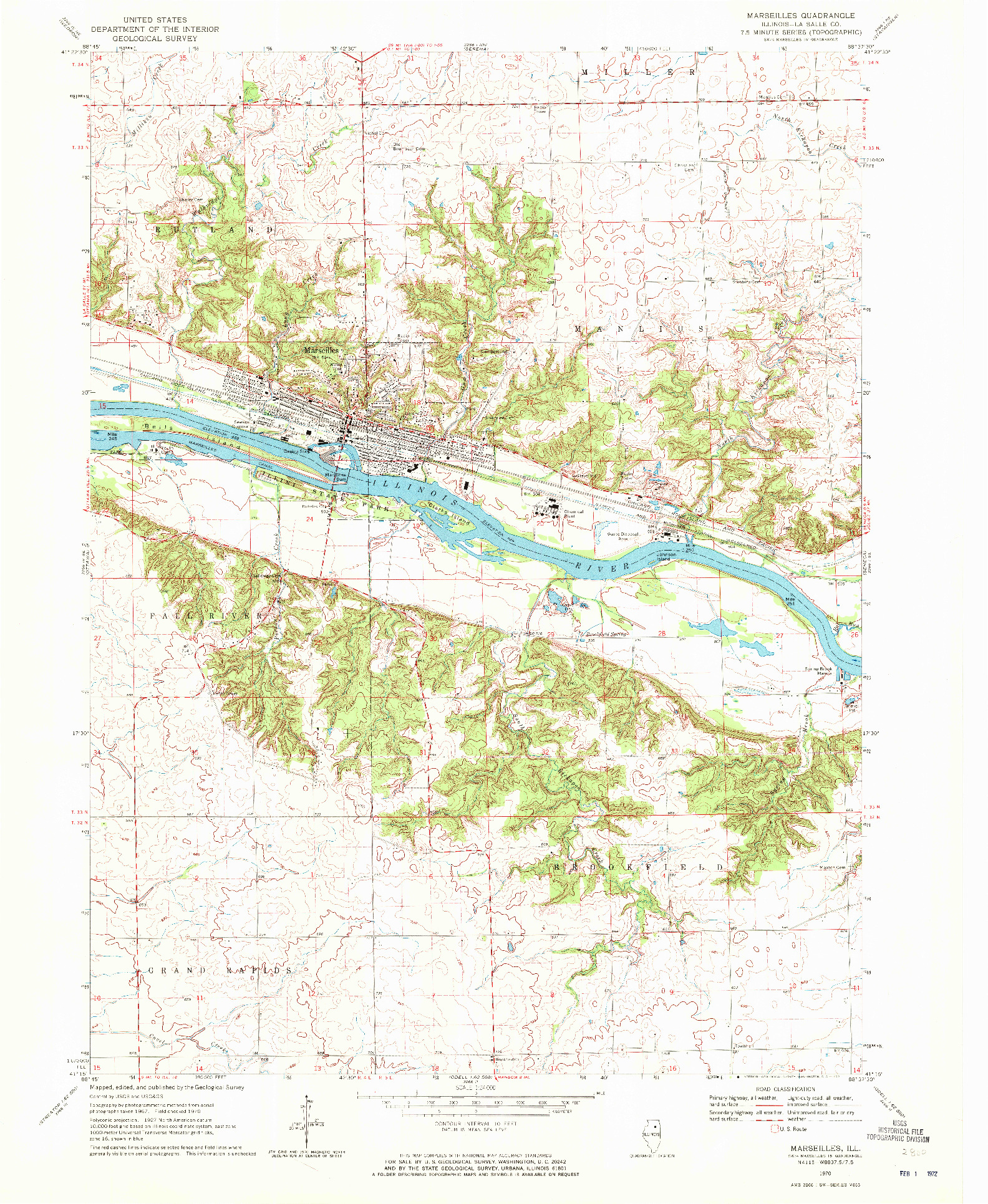 USGS 1:24000-SCALE QUADRANGLE FOR MARSEILLES, IL 1970