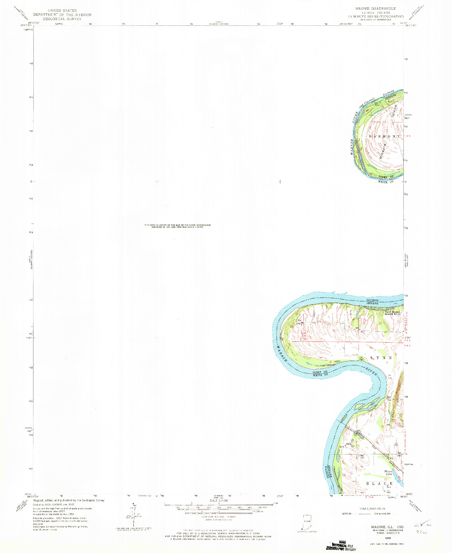 USGS 1:24000-SCALE QUADRANGLE FOR MAUNIE, IL 1959