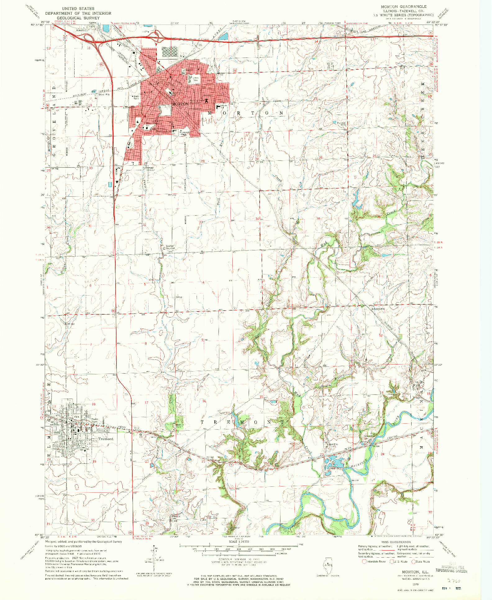 USGS 1:24000-SCALE QUADRANGLE FOR MORTON, IL 1970