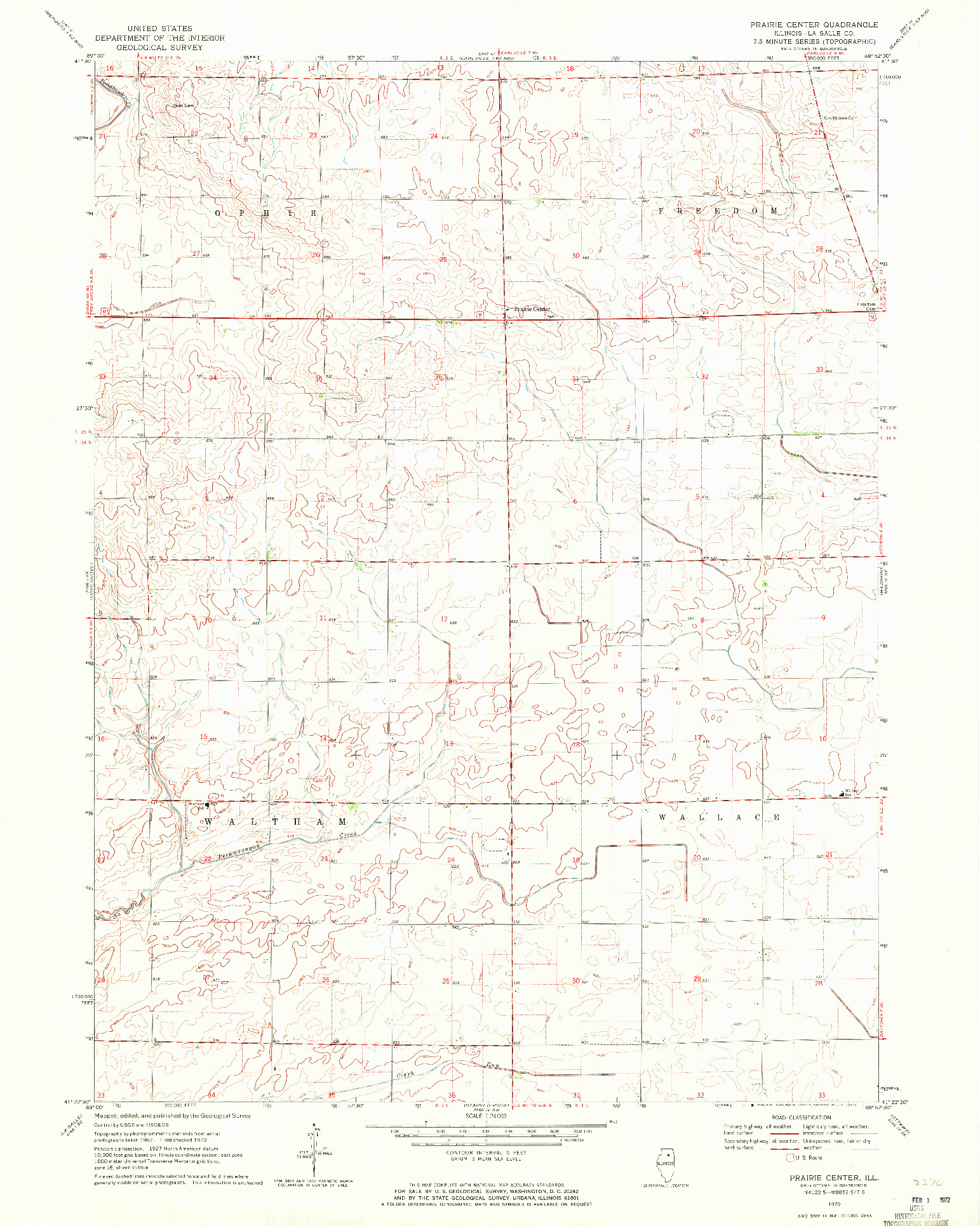 USGS 1:24000-SCALE QUADRANGLE FOR PRAIRIE CENTER, IL 1970